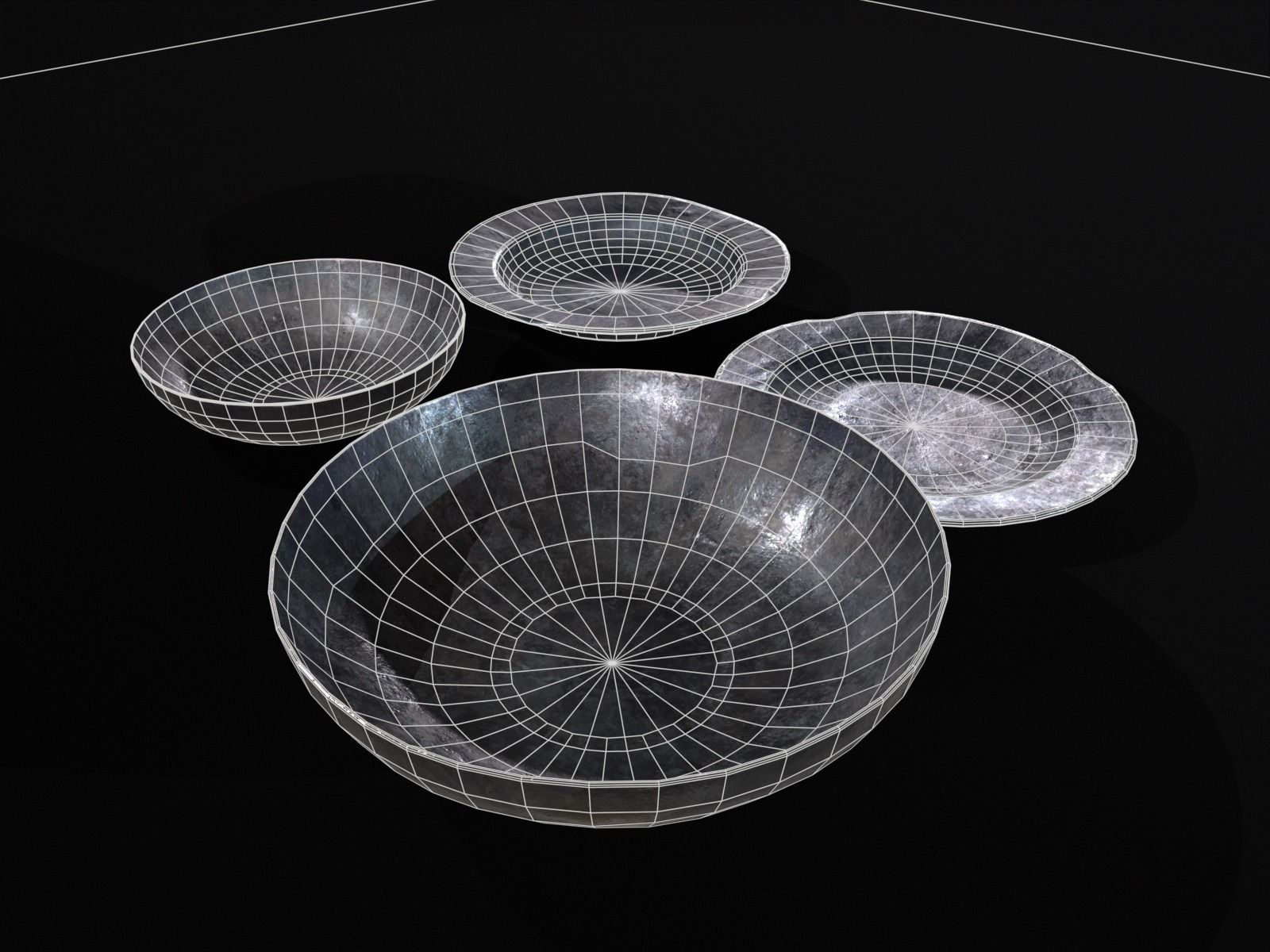 Medieval Iron Dishes Set Low-poly 3D model_15