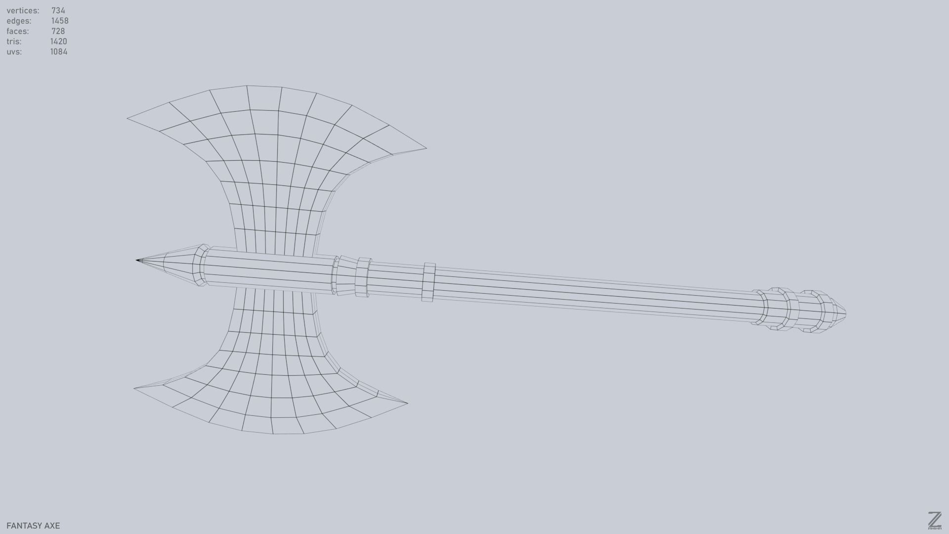 Fantasy axe Low-poly 3D model_12