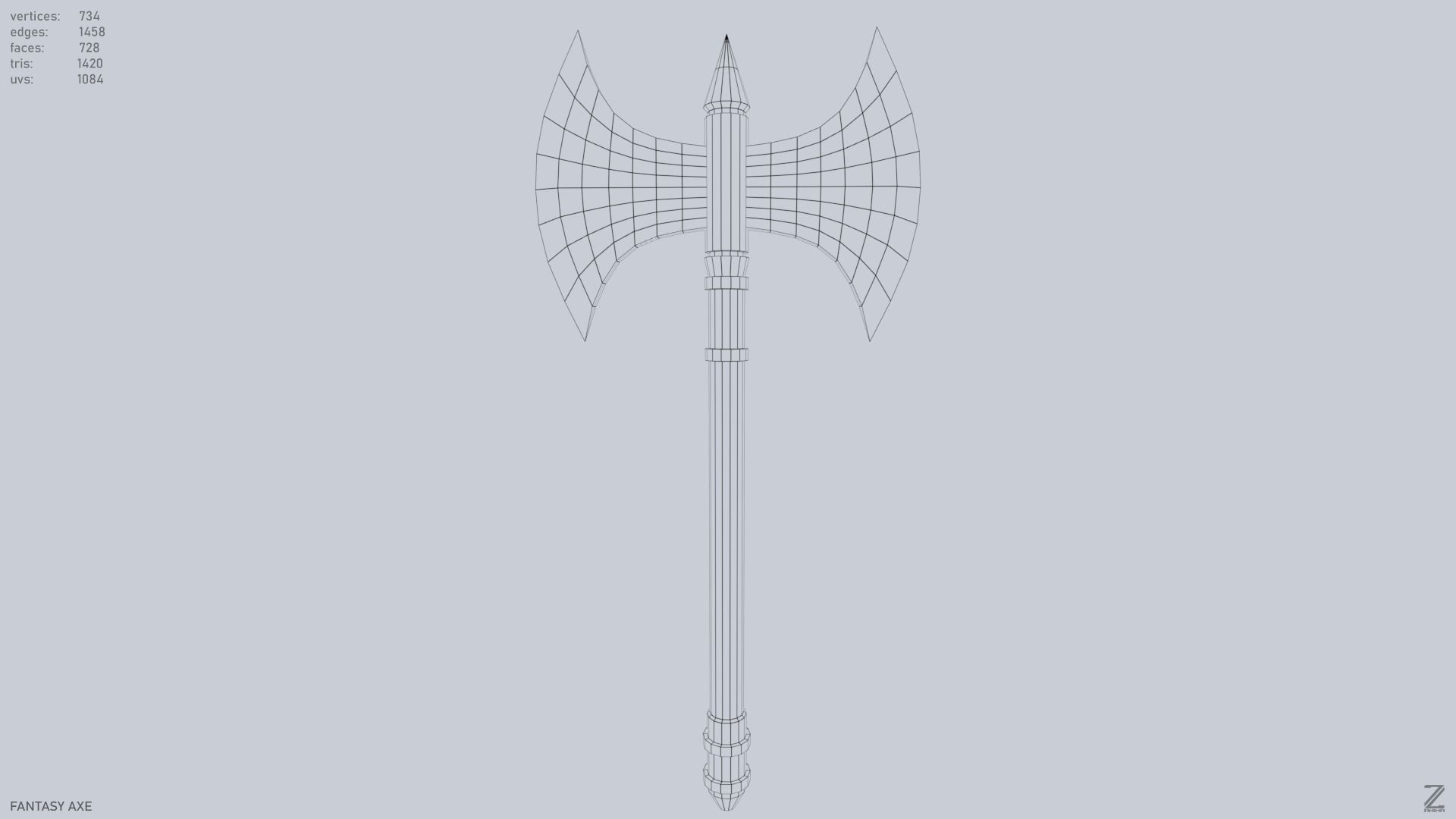 Fantasy axe Low-poly 3D model_8