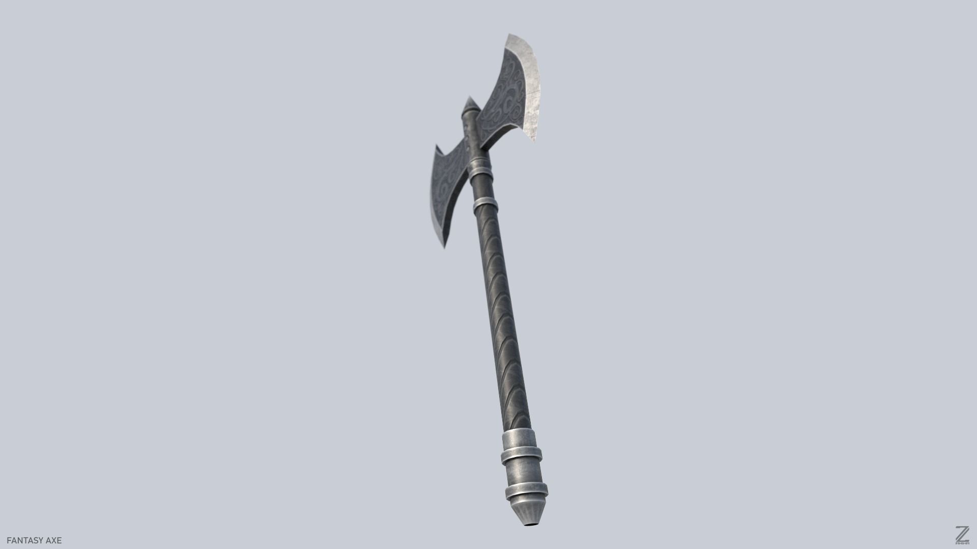 Fantasy axe Low-poly 3D model_6