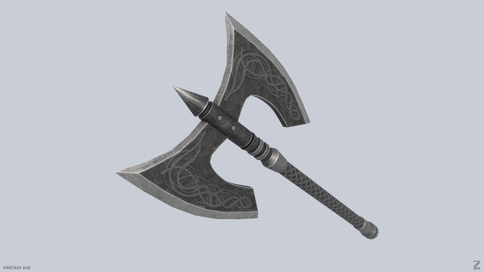 Fantasy axe Low-poly 3D model_6