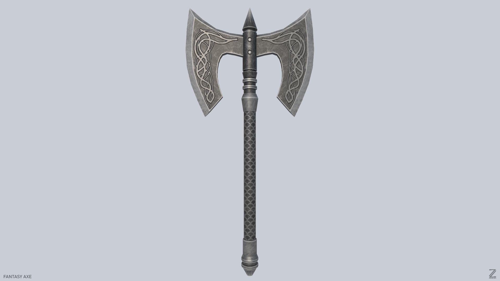 Fantasy axe Low-poly 3D model_1