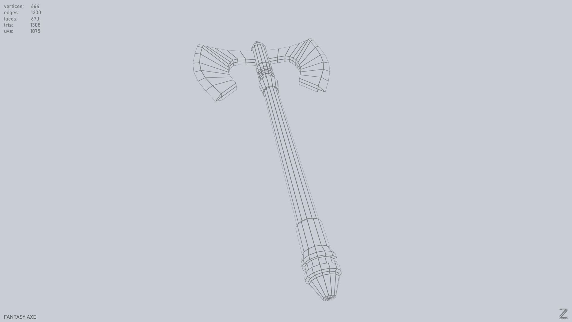 Fantasy axe Low-poly 3D model_12