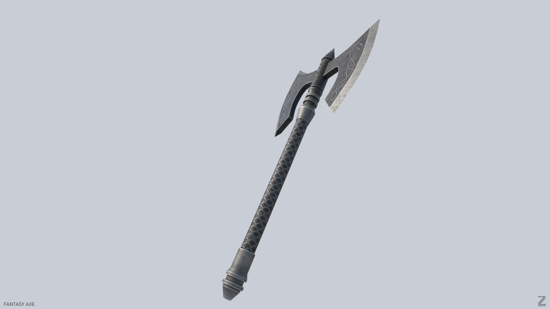 Fantasy axe Low-poly 3D model_7