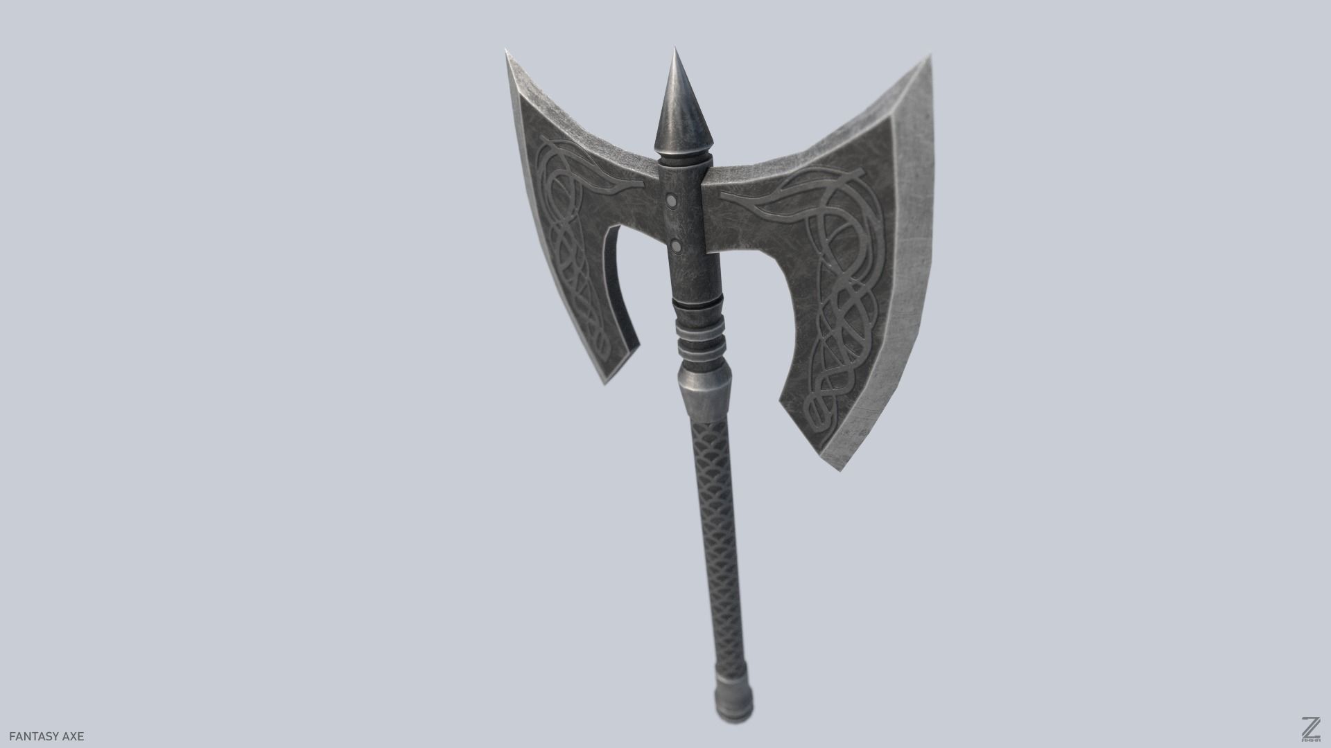 Fantasy axe Low-poly 3D model_5