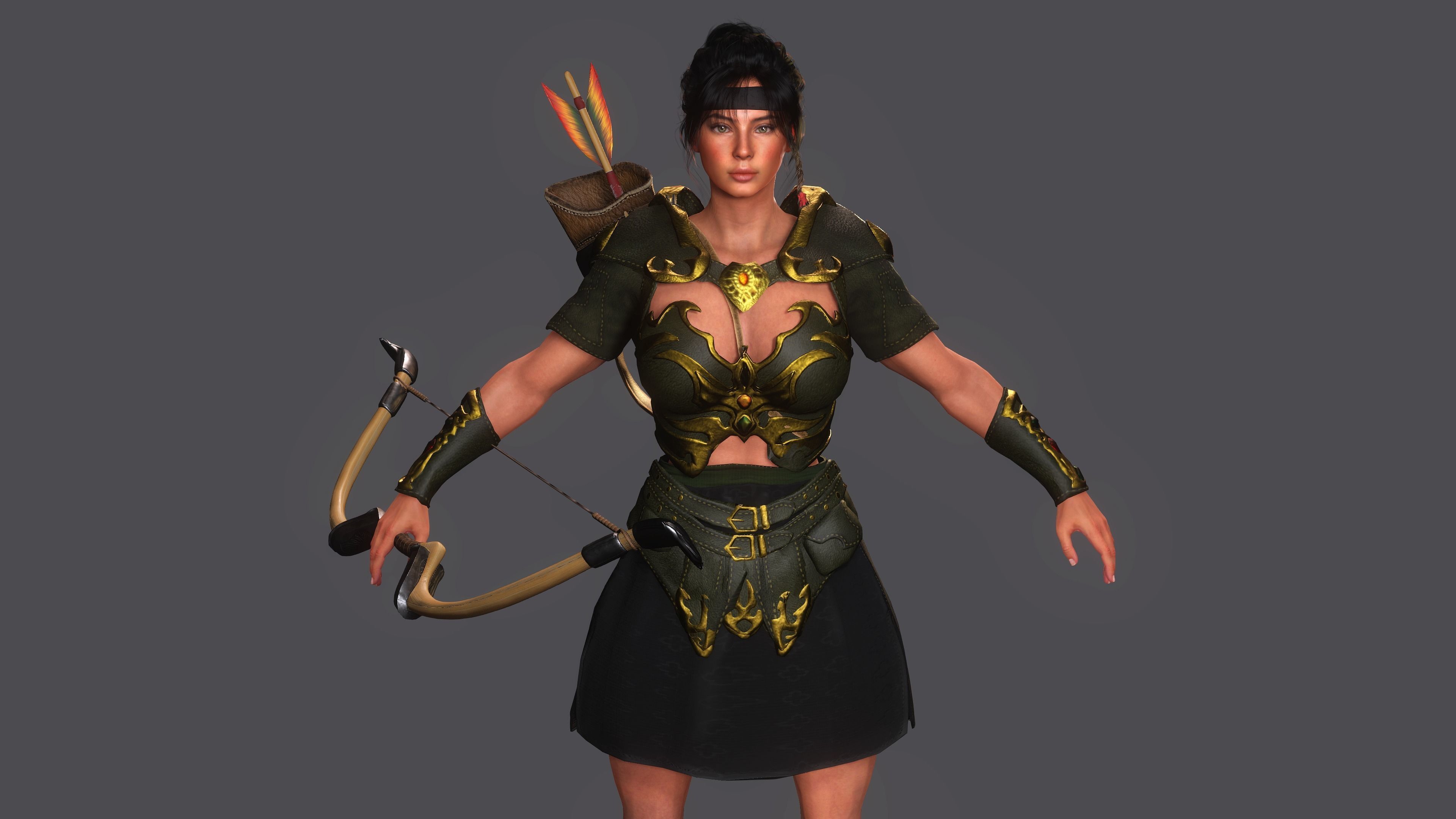 AAA 3D FANTASY FEMALE WARRIOR KNIGHT ELORA -REALISTIC CHARACTER Low-poly 3D model_9