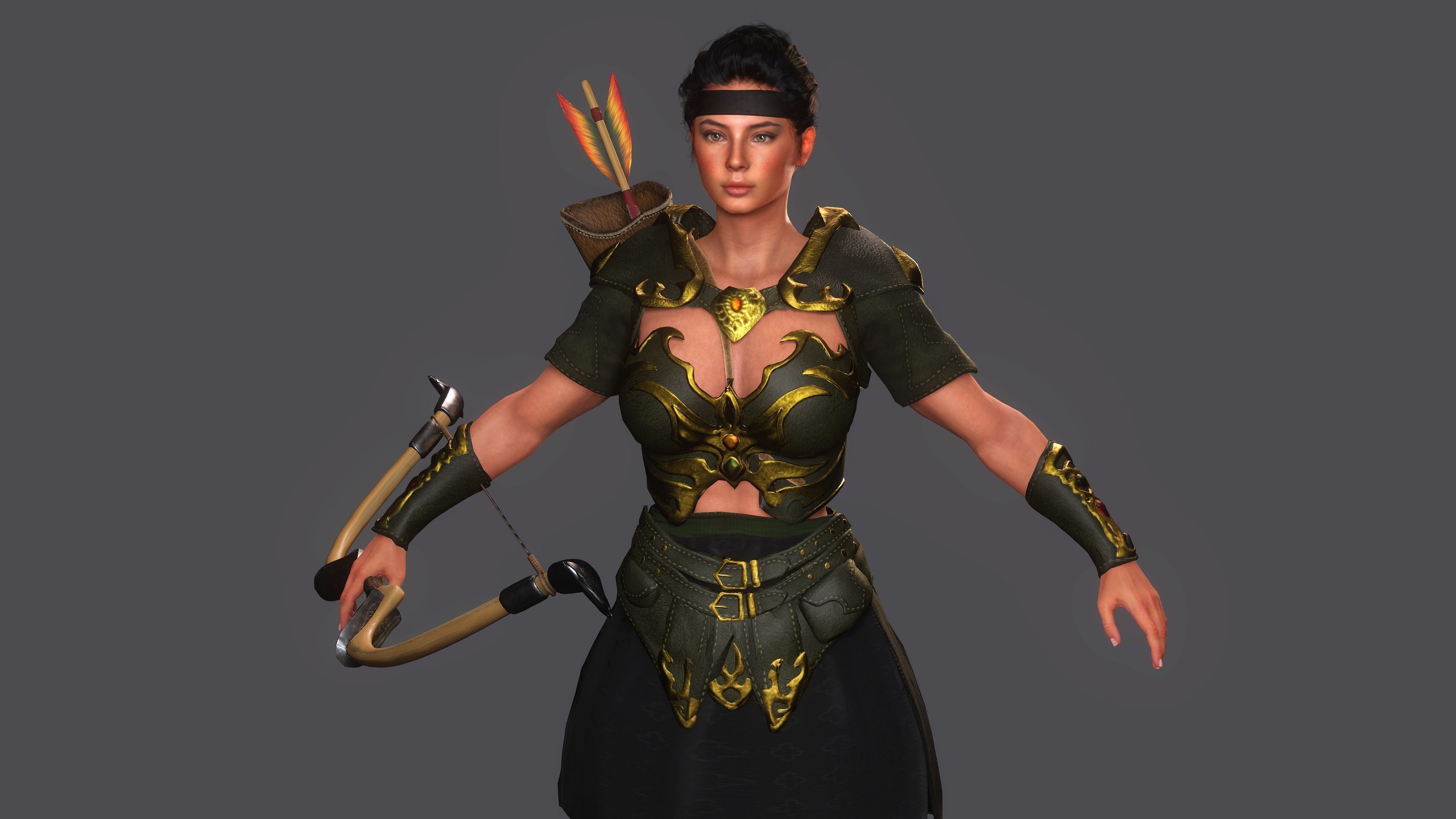 AAA 3D FANTASY FEMALE WARRIOR KNIGHT ELORA -REALISTIC CHARACTER Low-poly 3D model_14