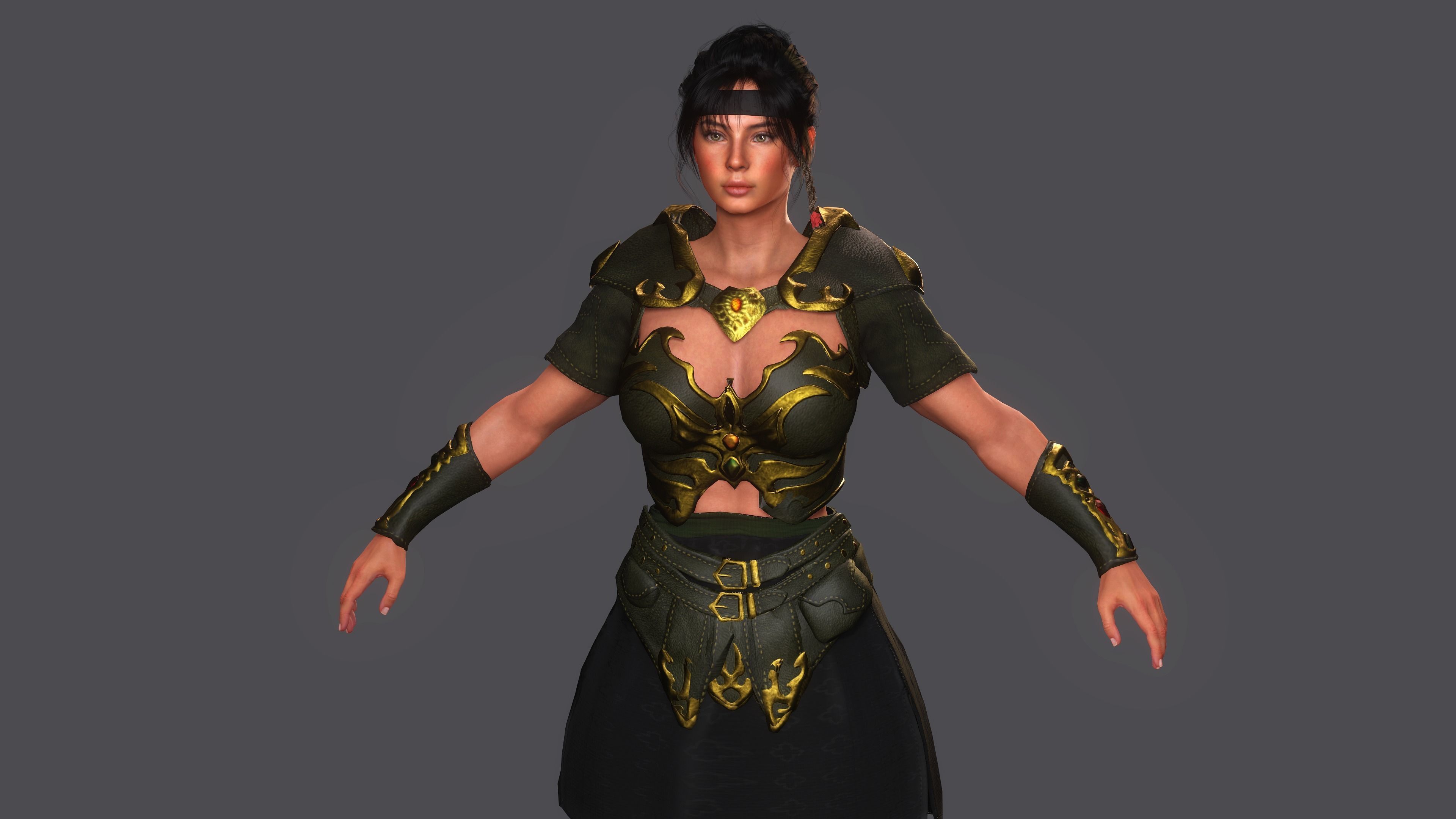 AAA 3D FANTASY FEMALE WARRIOR KNIGHT ELORA -REALISTIC CHARACTER Low-poly 3D model_16