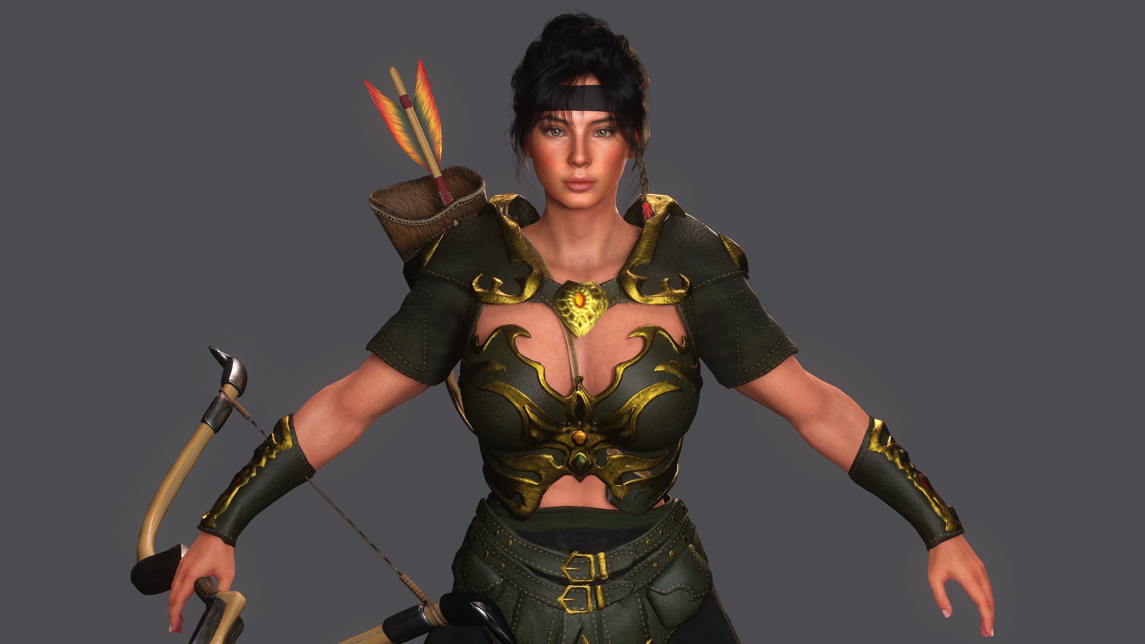AAA 3D FANTASY FEMALE WARRIOR KNIGHT ELORA -REALISTIC CHARACTER Low-poly 3D model_6