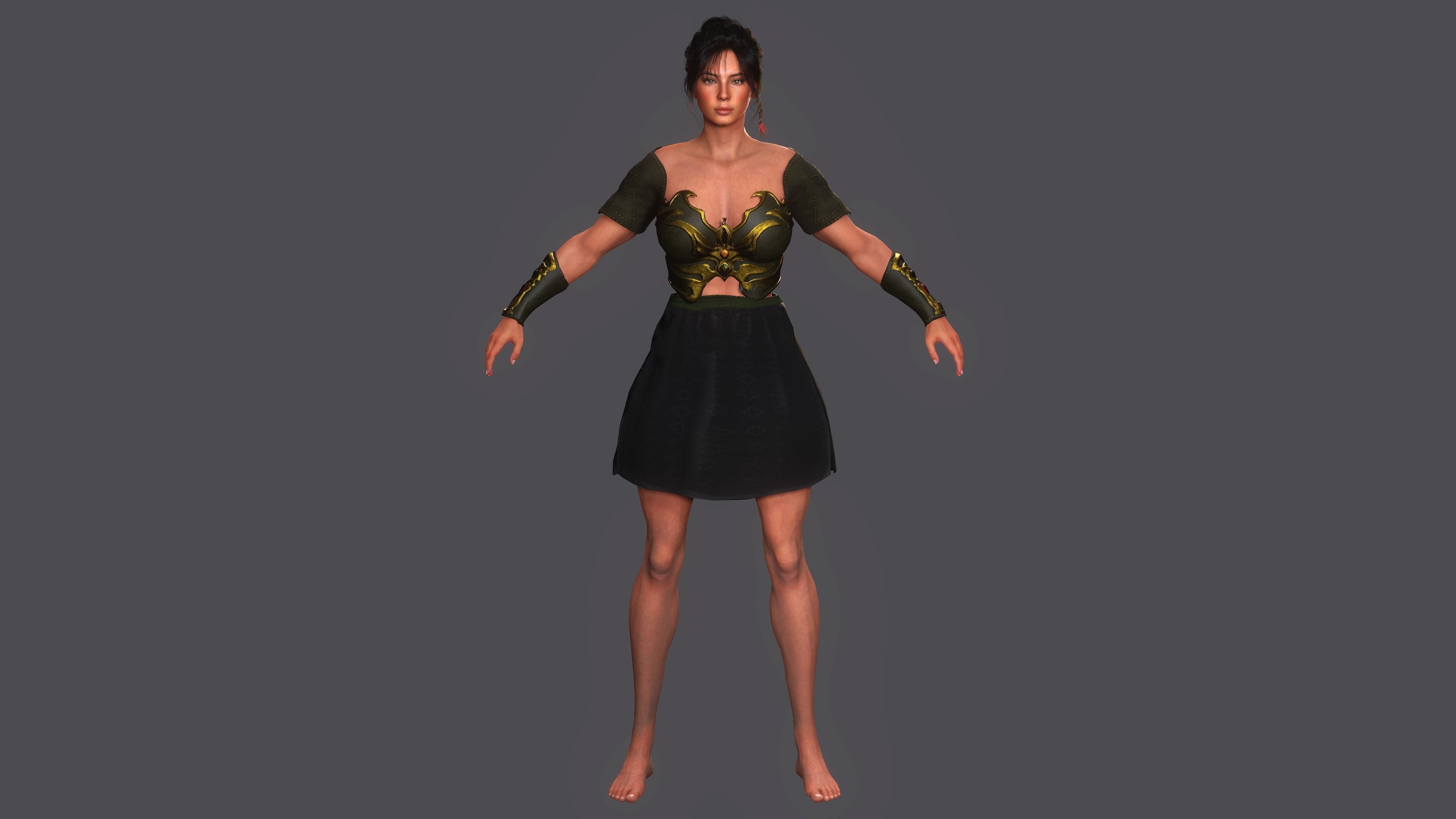 AAA 3D FANTASY FEMALE WARRIOR KNIGHT ELORA -REALISTIC CHARACTER Low-poly 3D model_18