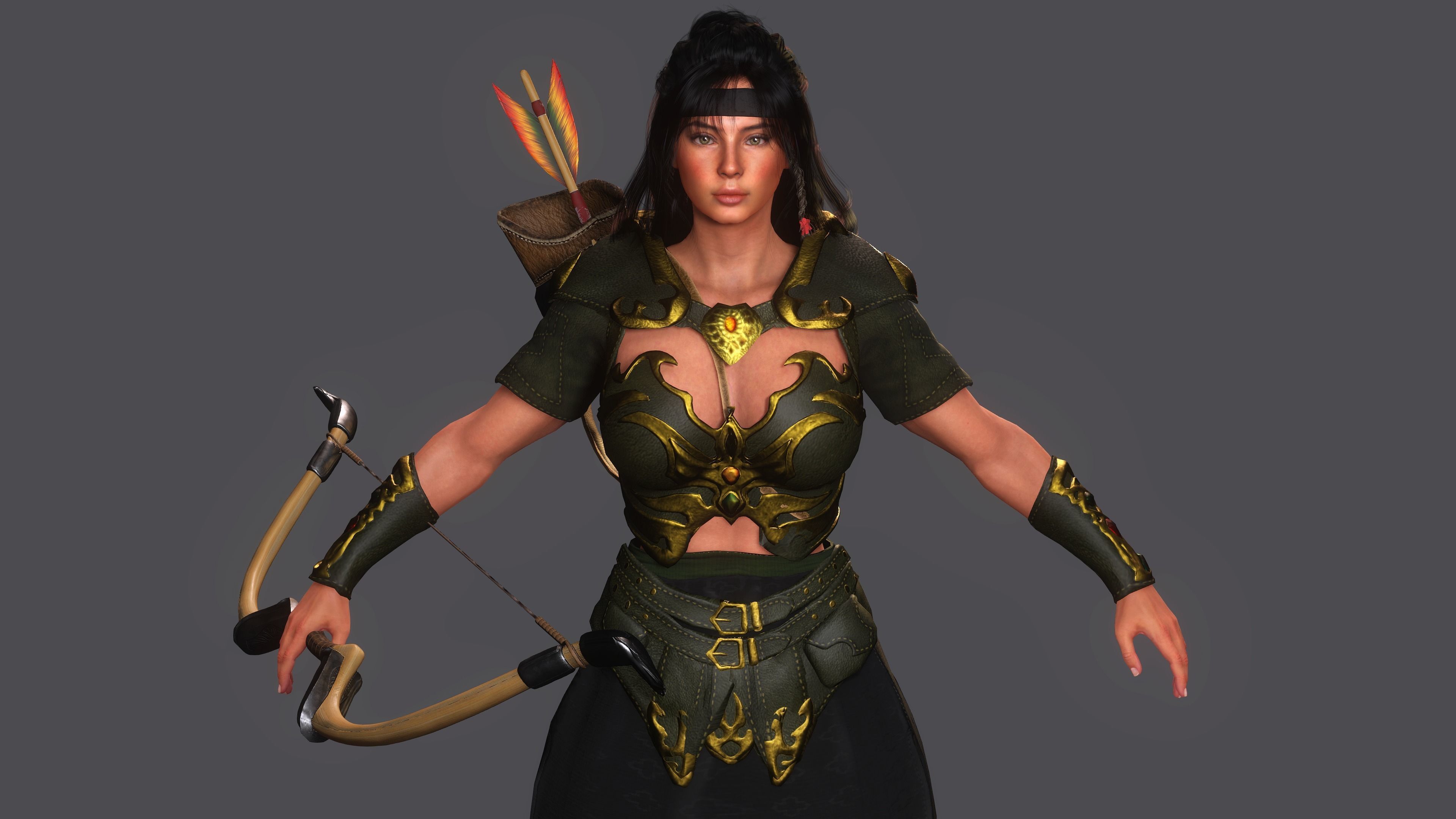 AAA 3D FANTASY FEMALE WARRIOR KNIGHT ELORA -REALISTIC CHARACTER Low-poly 3D model_4