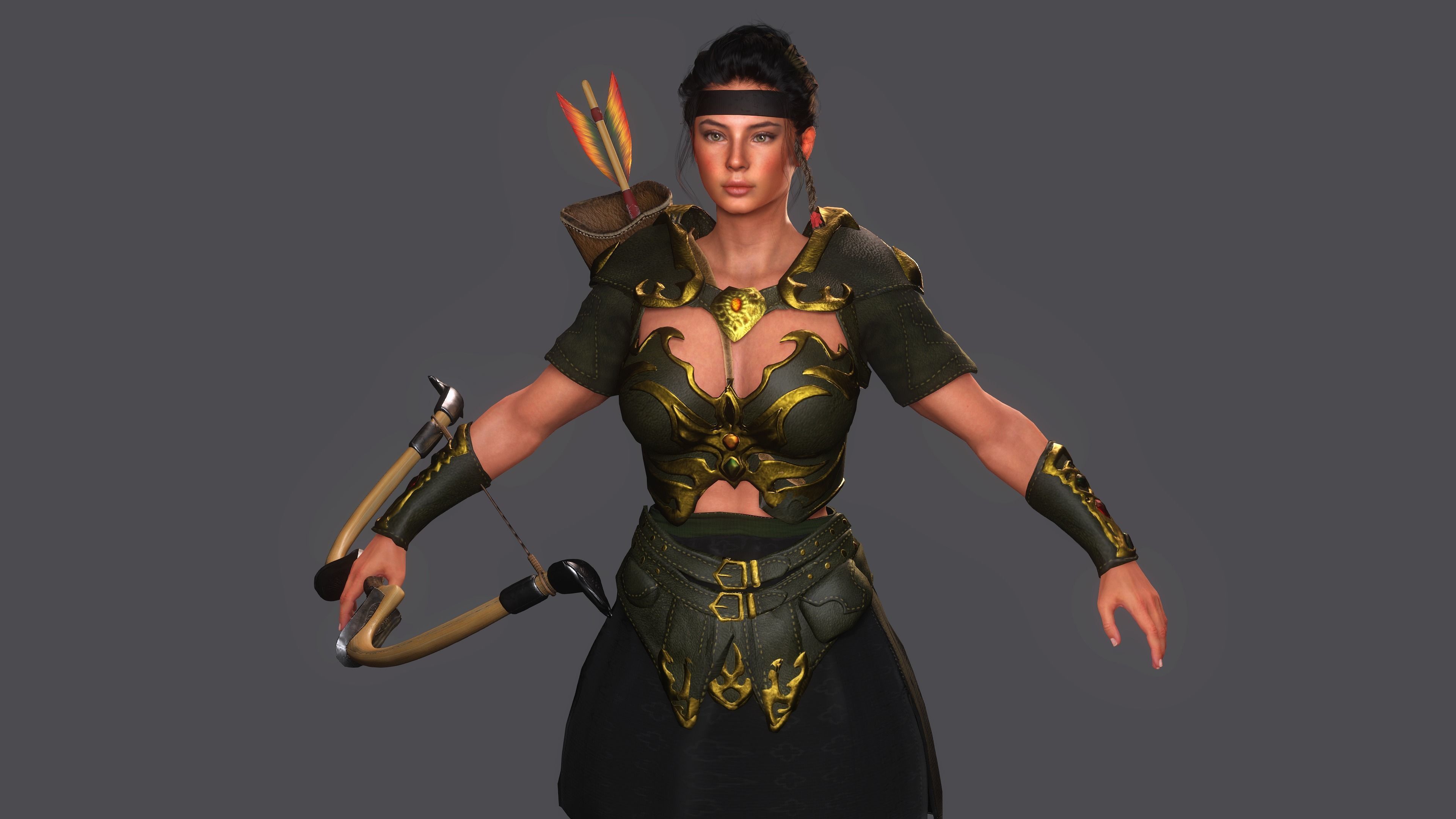 AAA 3D FANTASY FEMALE WARRIOR KNIGHT ELORA -REALISTIC CHARACTER Low-poly 3D model_13