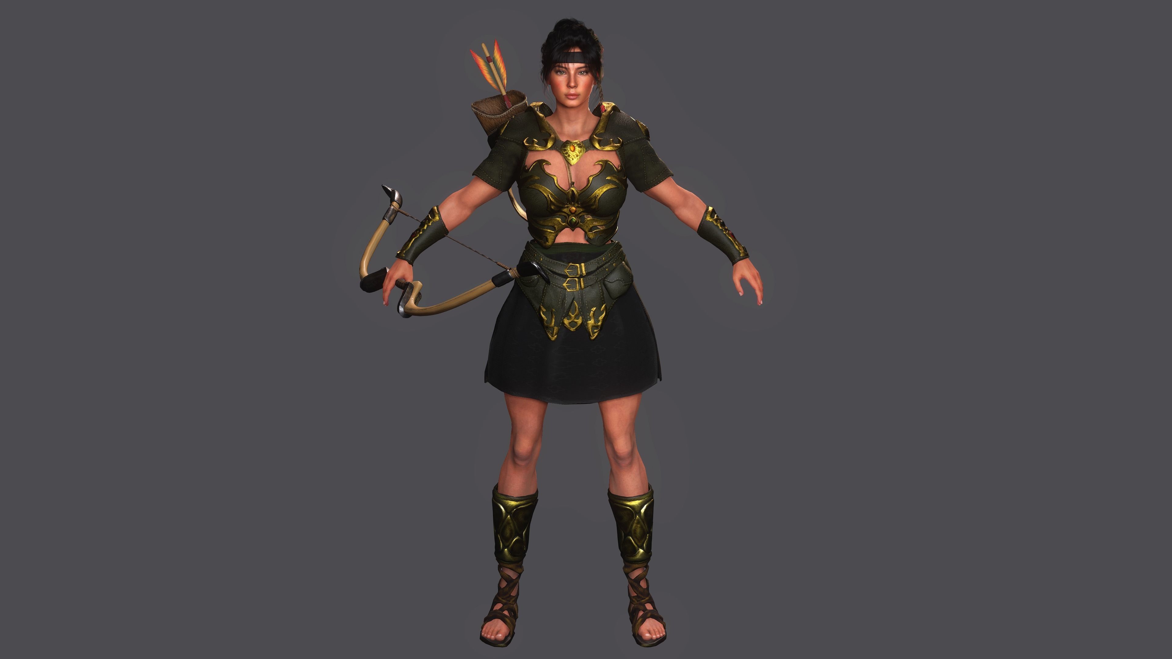 AAA 3D FANTASY FEMALE WARRIOR KNIGHT ELORA -REALISTIC CHARACTER Low-poly 3D model_8