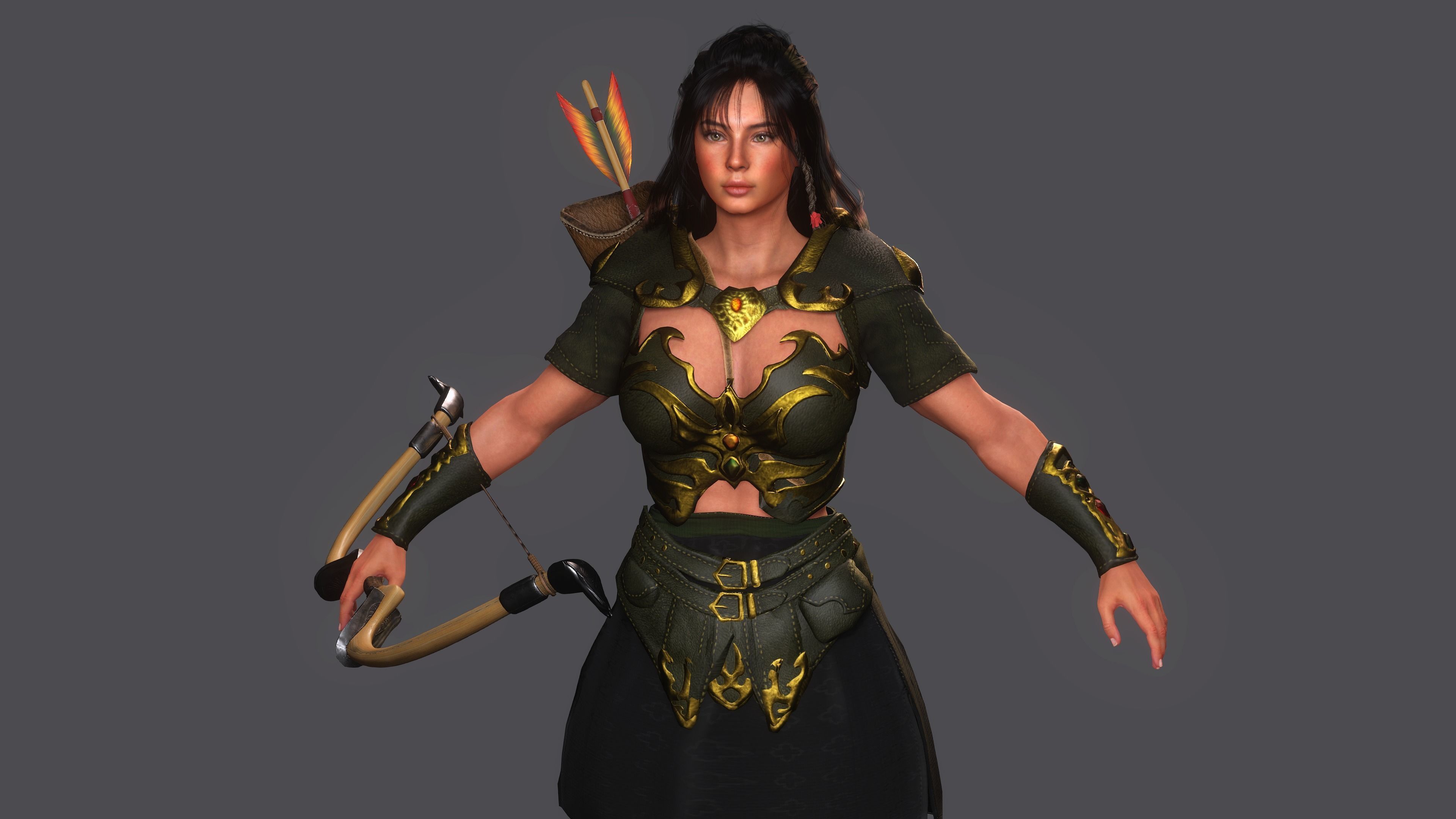AAA 3D FANTASY FEMALE WARRIOR KNIGHT ELORA -REALISTIC CHARACTER Low-poly 3D model_12