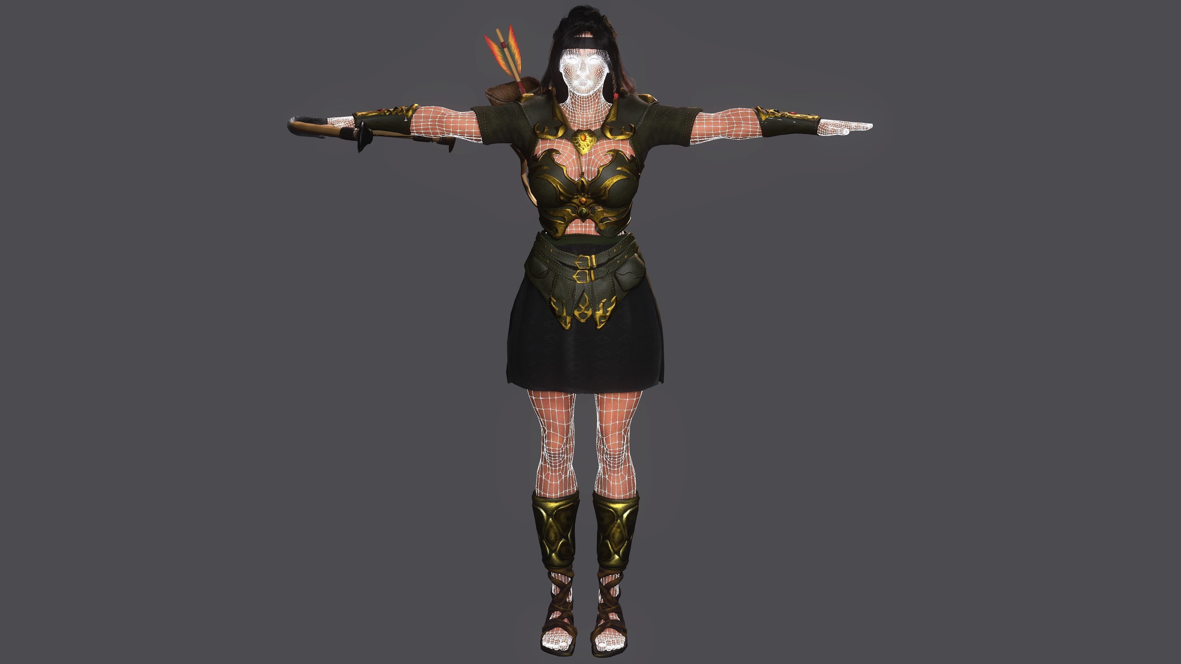 AAA 3D FANTASY FEMALE WARRIOR KNIGHT ELORA -REALISTIC CHARACTER Low-poly 3D model_21