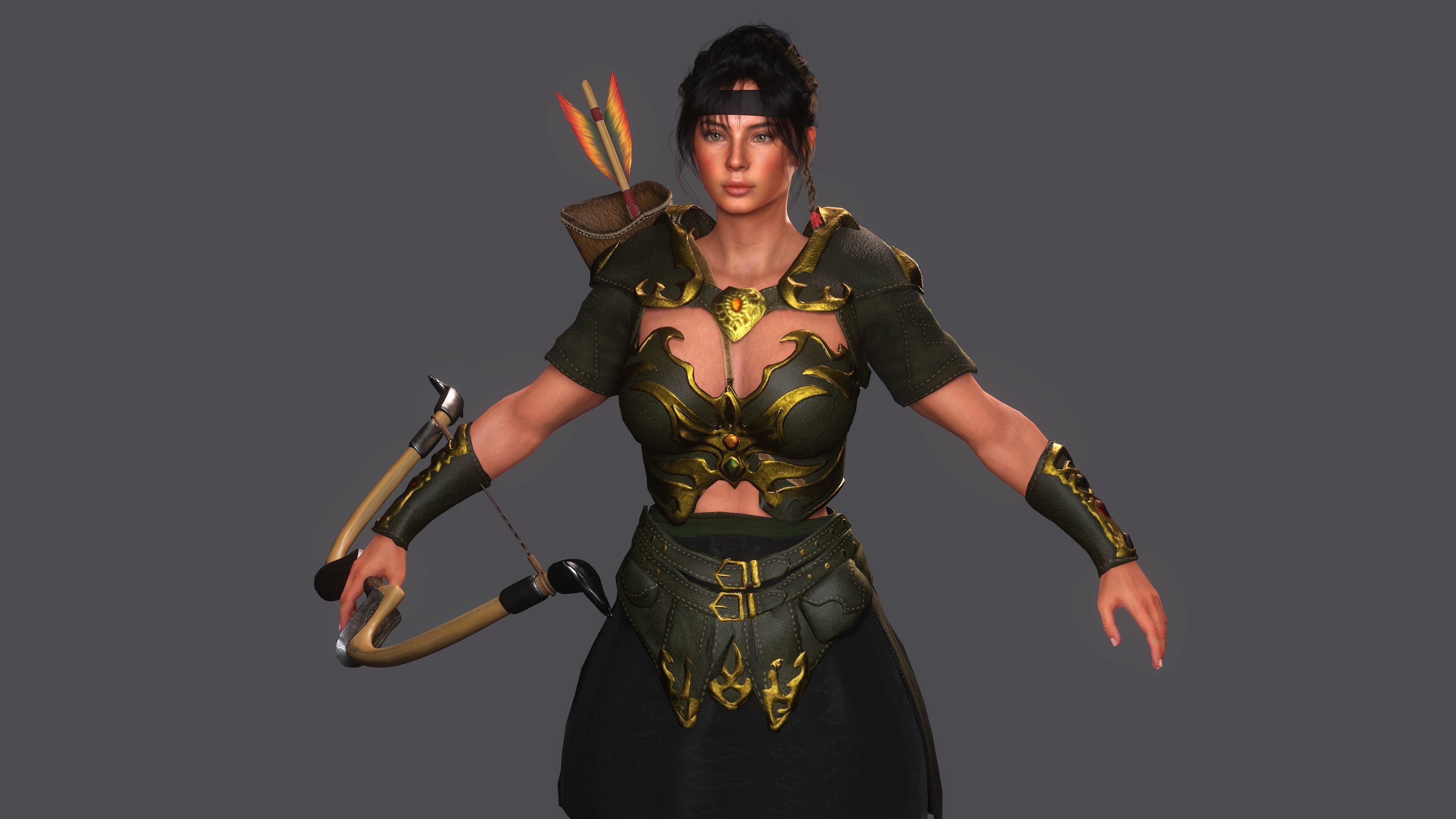 AAA 3D FANTASY FEMALE WARRIOR KNIGHT ELORA -REALISTIC CHARACTER Low-poly 3D model_10