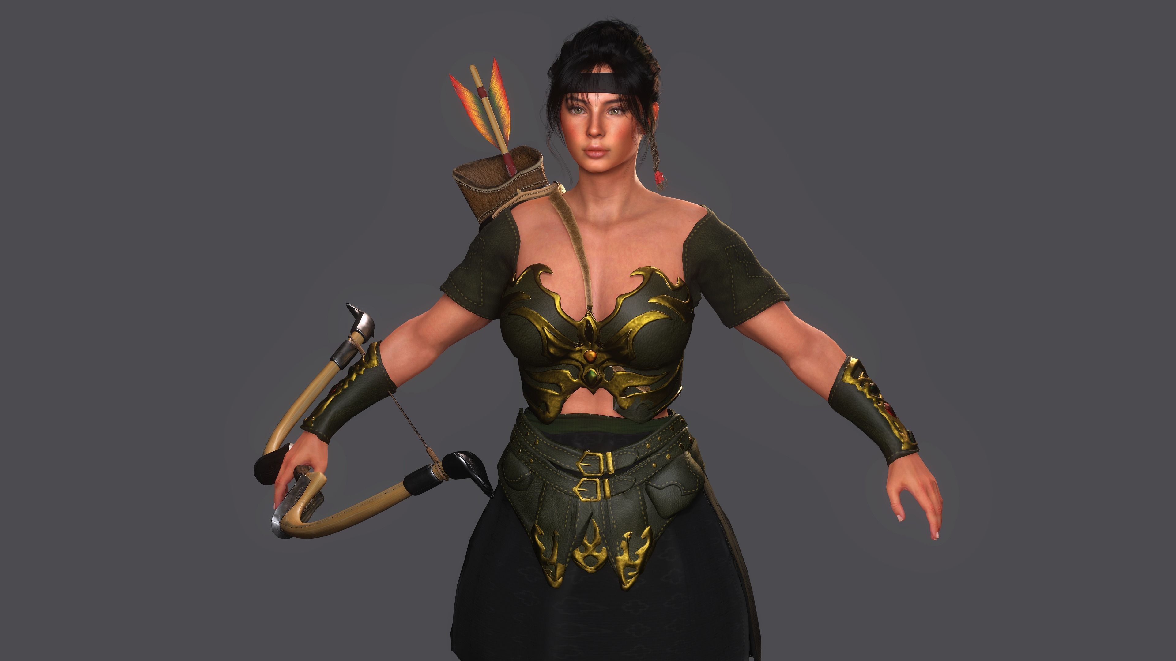 AAA 3D FANTASY FEMALE WARRIOR KNIGHT ELORA -REALISTIC CHARACTER Low-poly 3D model_15