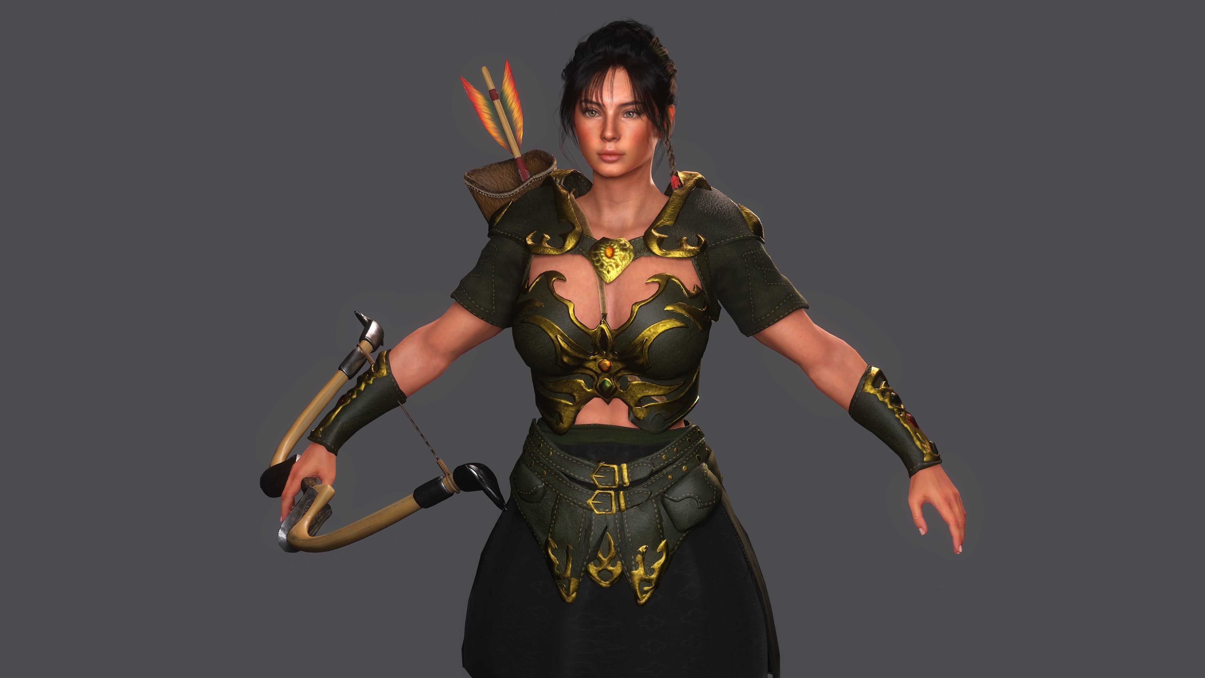 AAA 3D FANTASY FEMALE WARRIOR KNIGHT ELORA -REALISTIC CHARACTER Low-poly 3D model_11