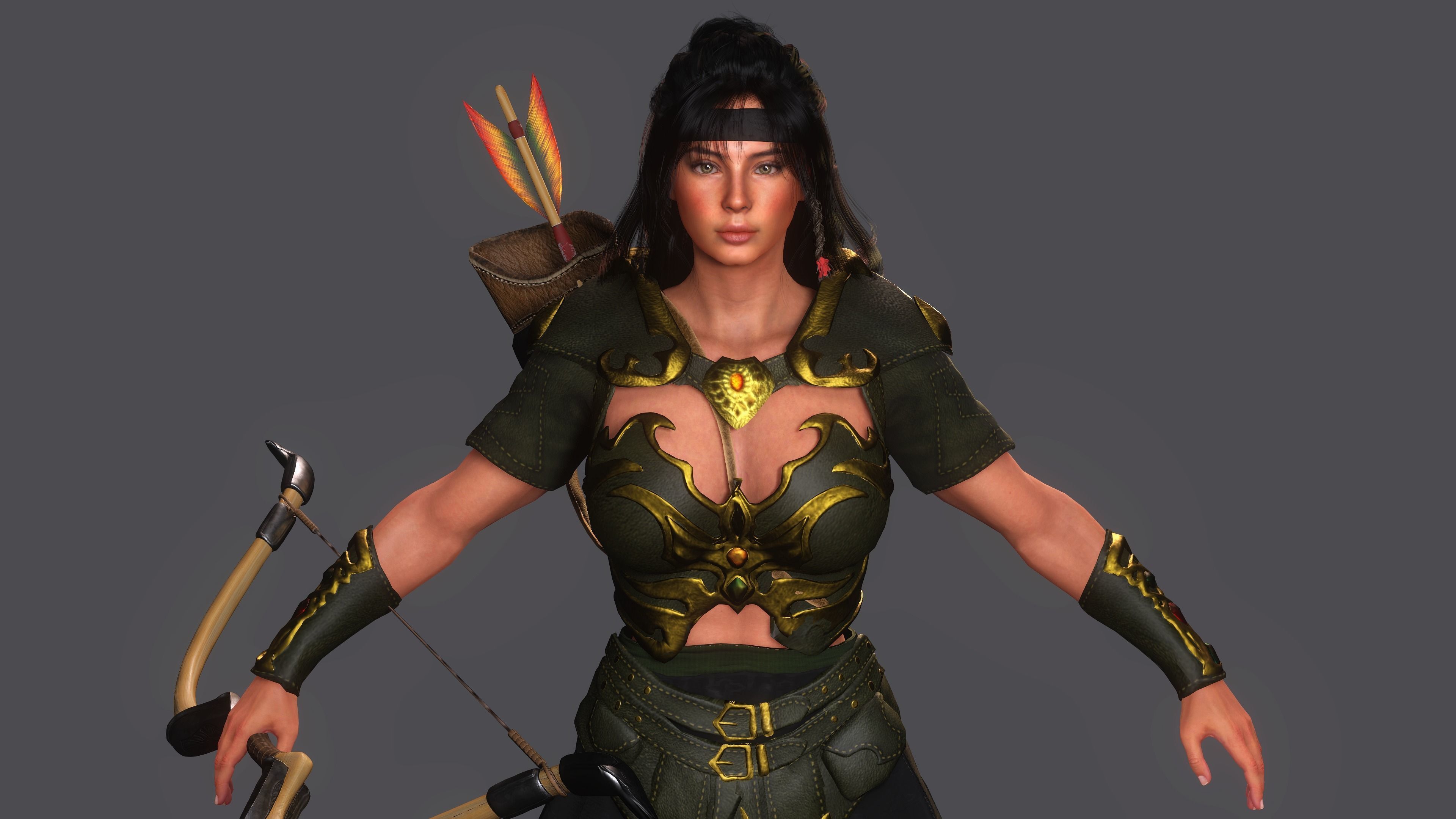 AAA 3D FANTASY FEMALE WARRIOR KNIGHT ELORA -REALISTIC CHARACTER Low-poly 3D model_5