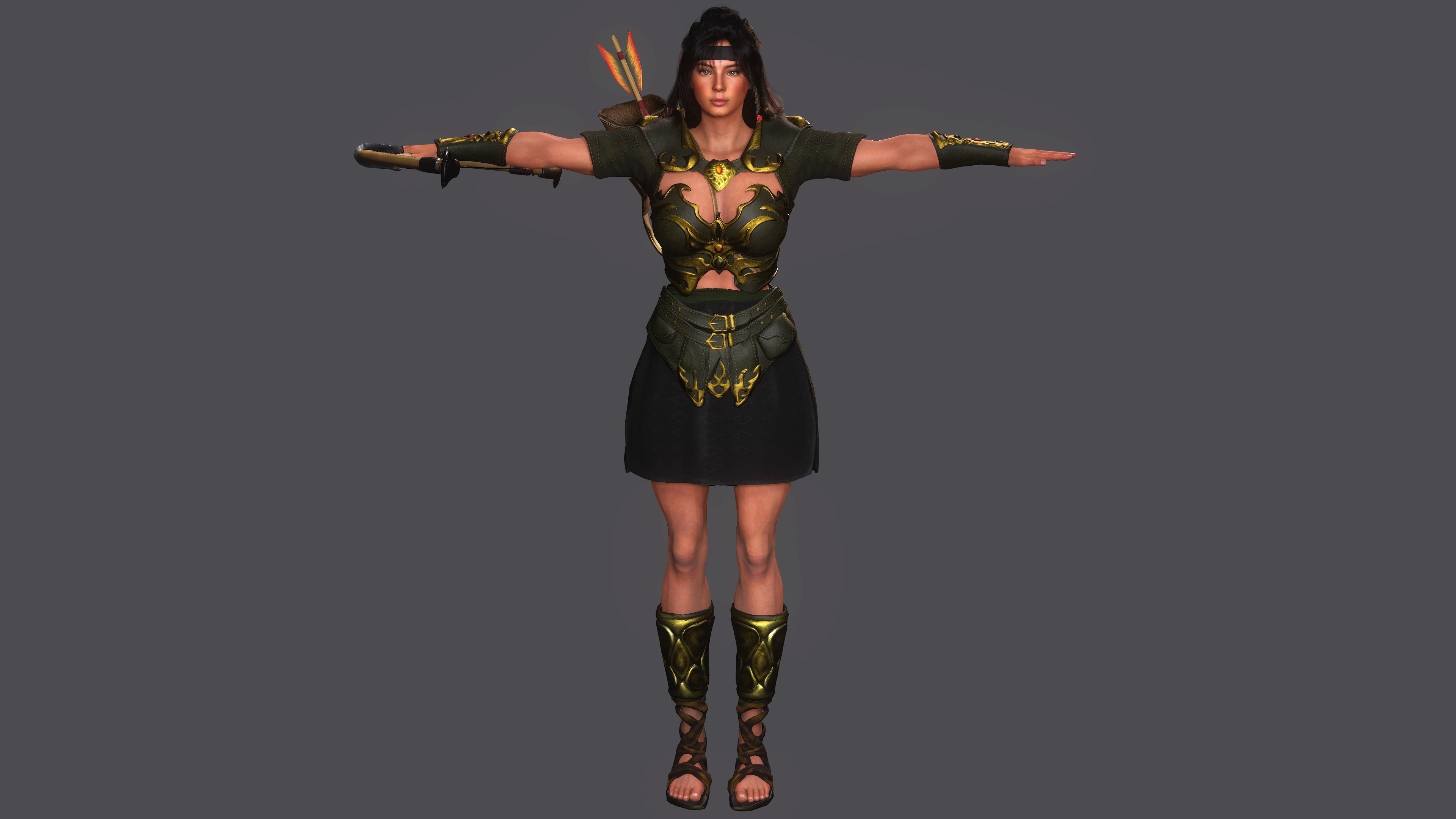 AAA 3D FANTASY FEMALE WARRIOR KNIGHT ELORA -REALISTIC CHARACTER Low-poly 3D model_19