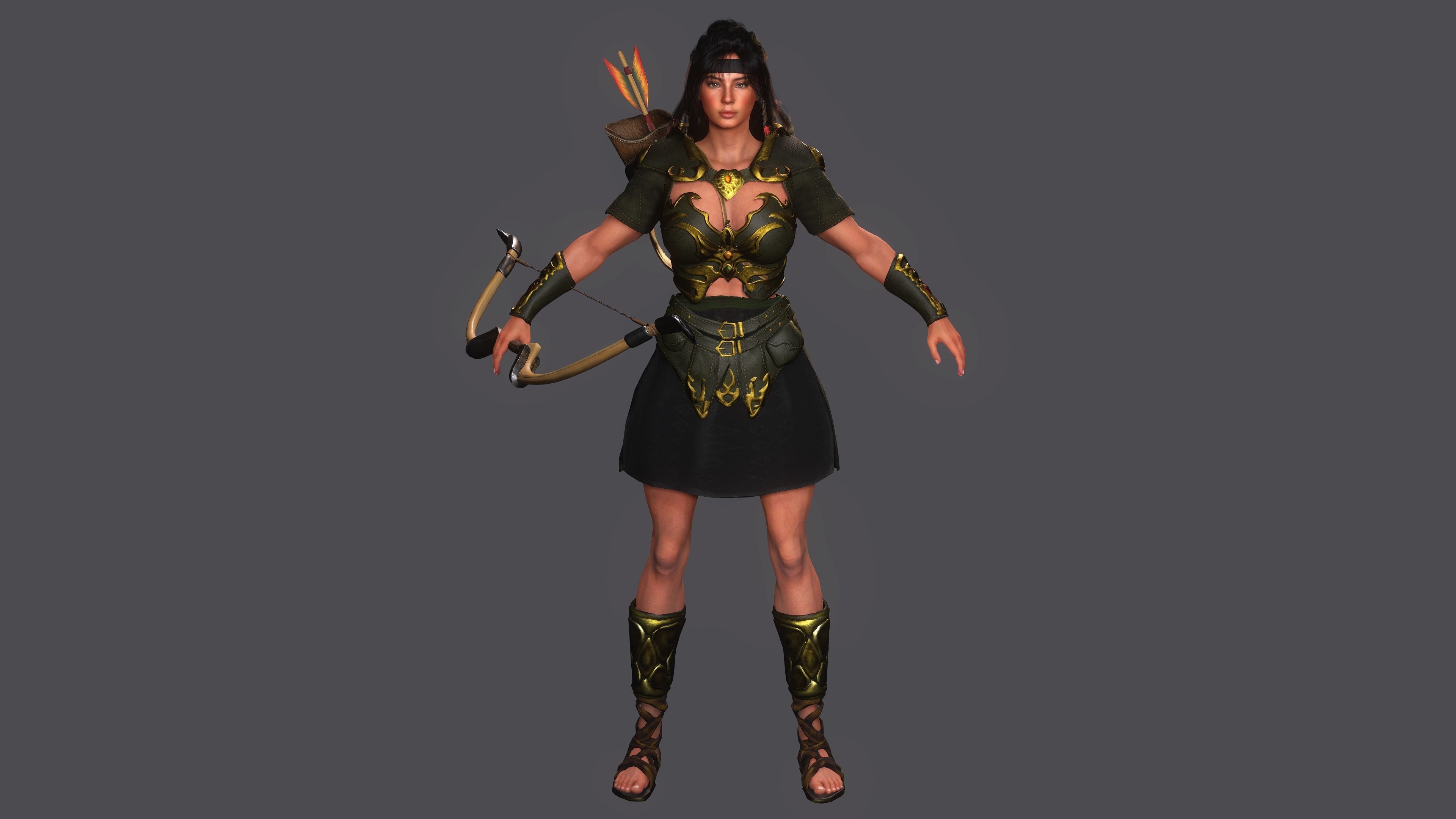 AAA 3D FANTASY FEMALE WARRIOR KNIGHT ELORA -REALISTIC CHARACTER Low-poly 3D model_1