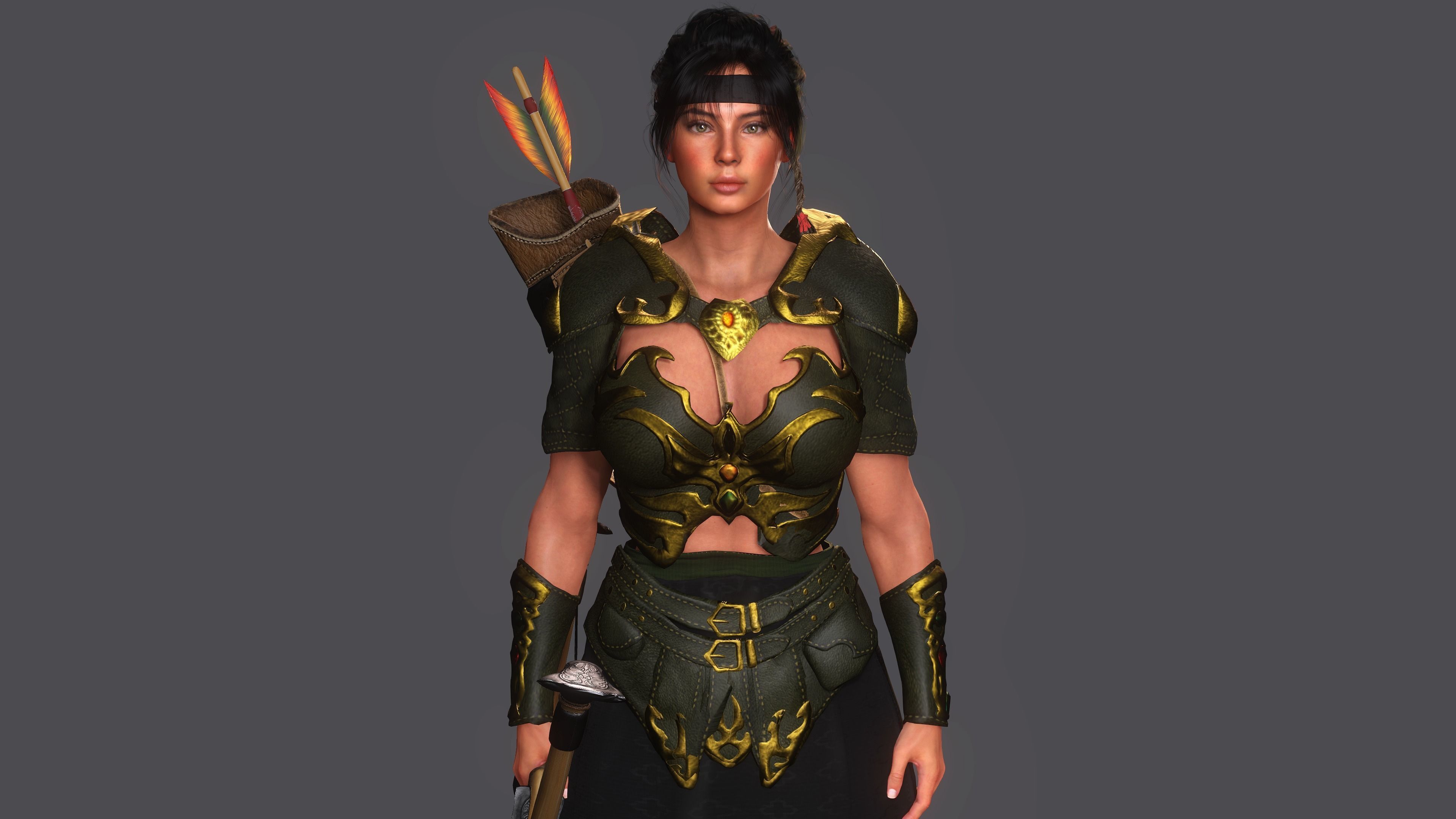 AAA 3D FANTASY FEMALE WARRIOR KNIGHT ELORA -REALISTIC CHARACTER Low-poly 3D model_7