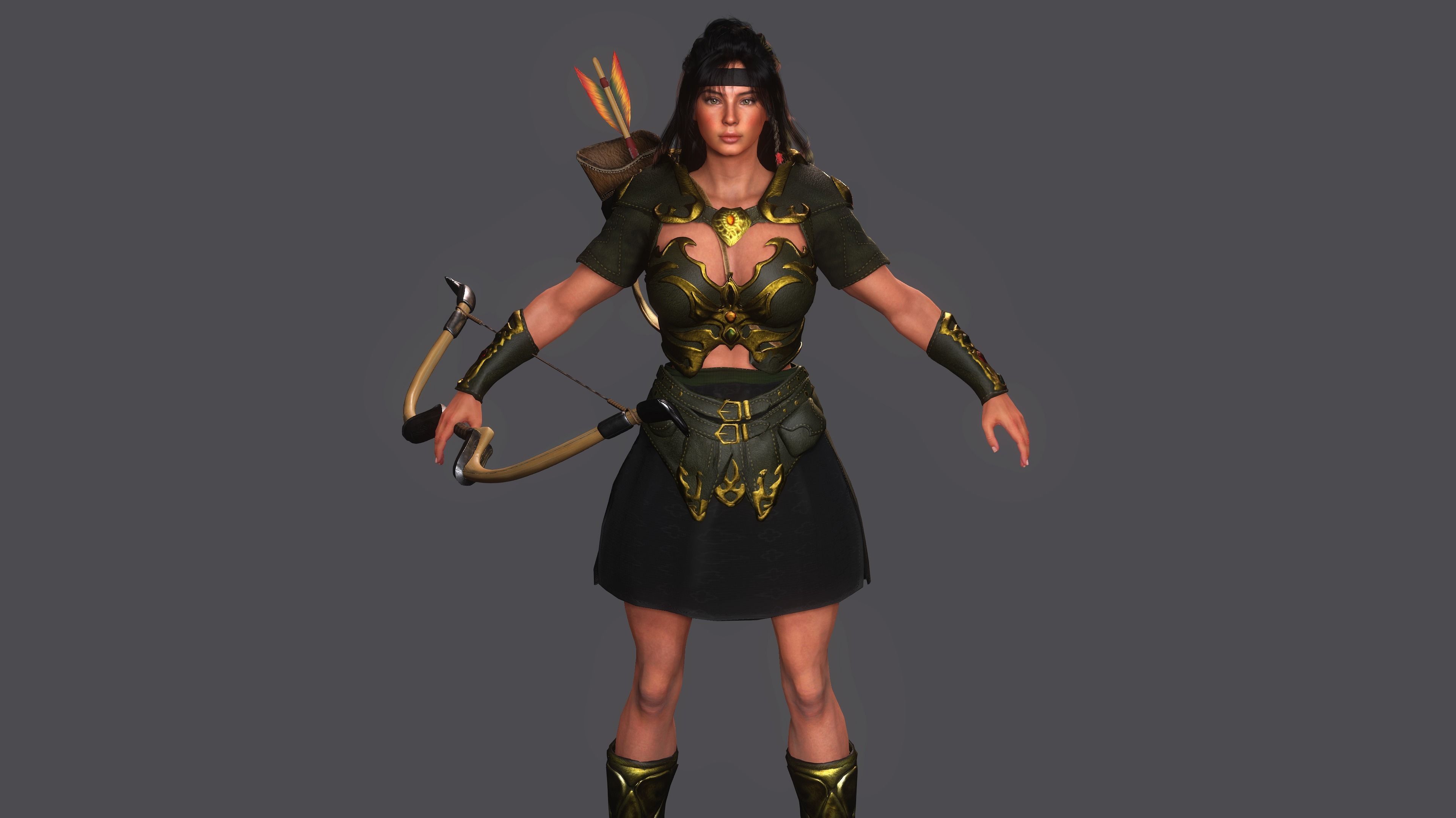 AAA 3D FANTASY FEMALE WARRIOR KNIGHT ELORA -REALISTIC CHARACTER Low-poly 3D model_2
