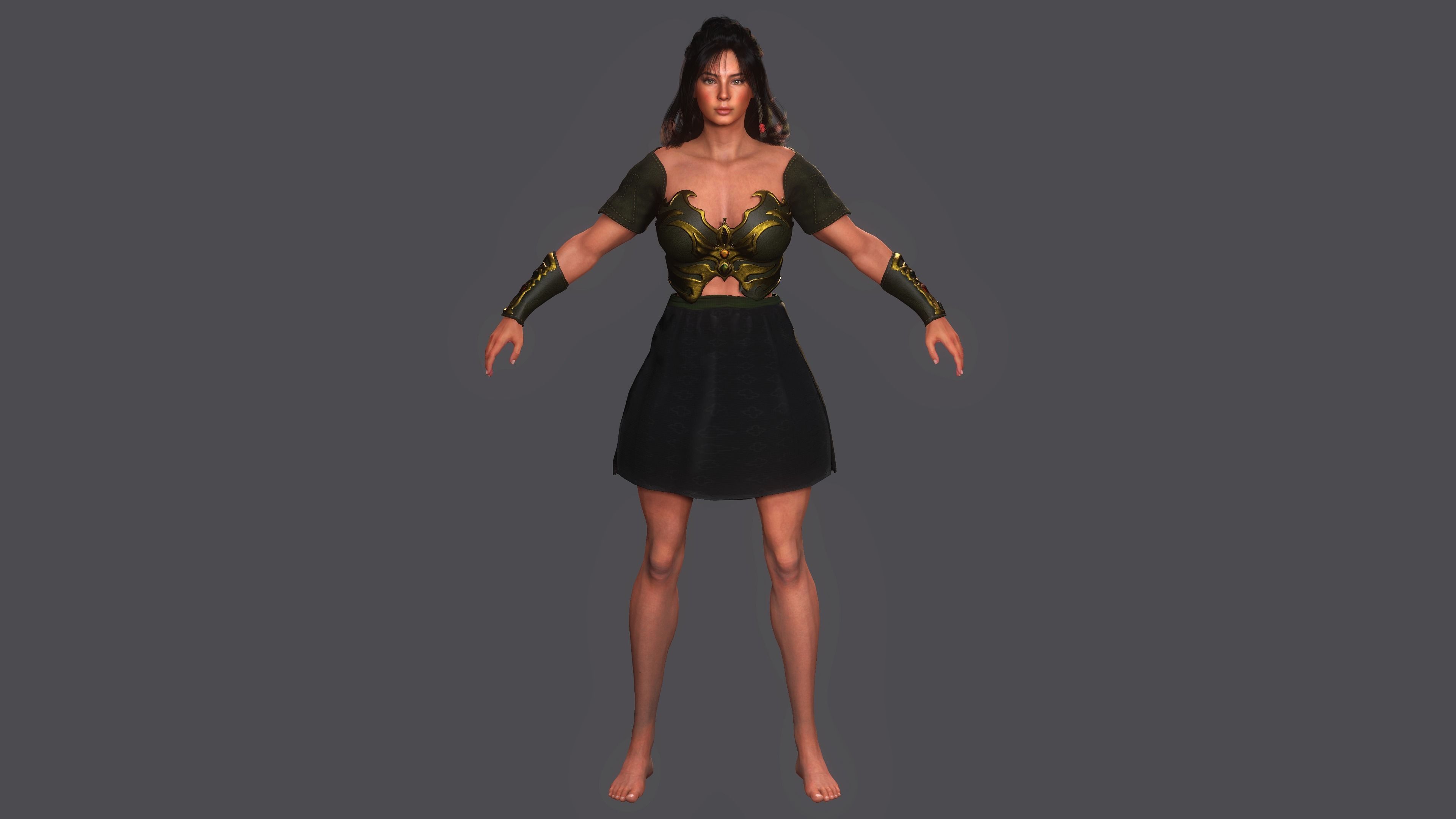AAA 3D FANTASY FEMALE WARRIOR KNIGHT ELORA -REALISTIC CHARACTER Low-poly 3D model_17