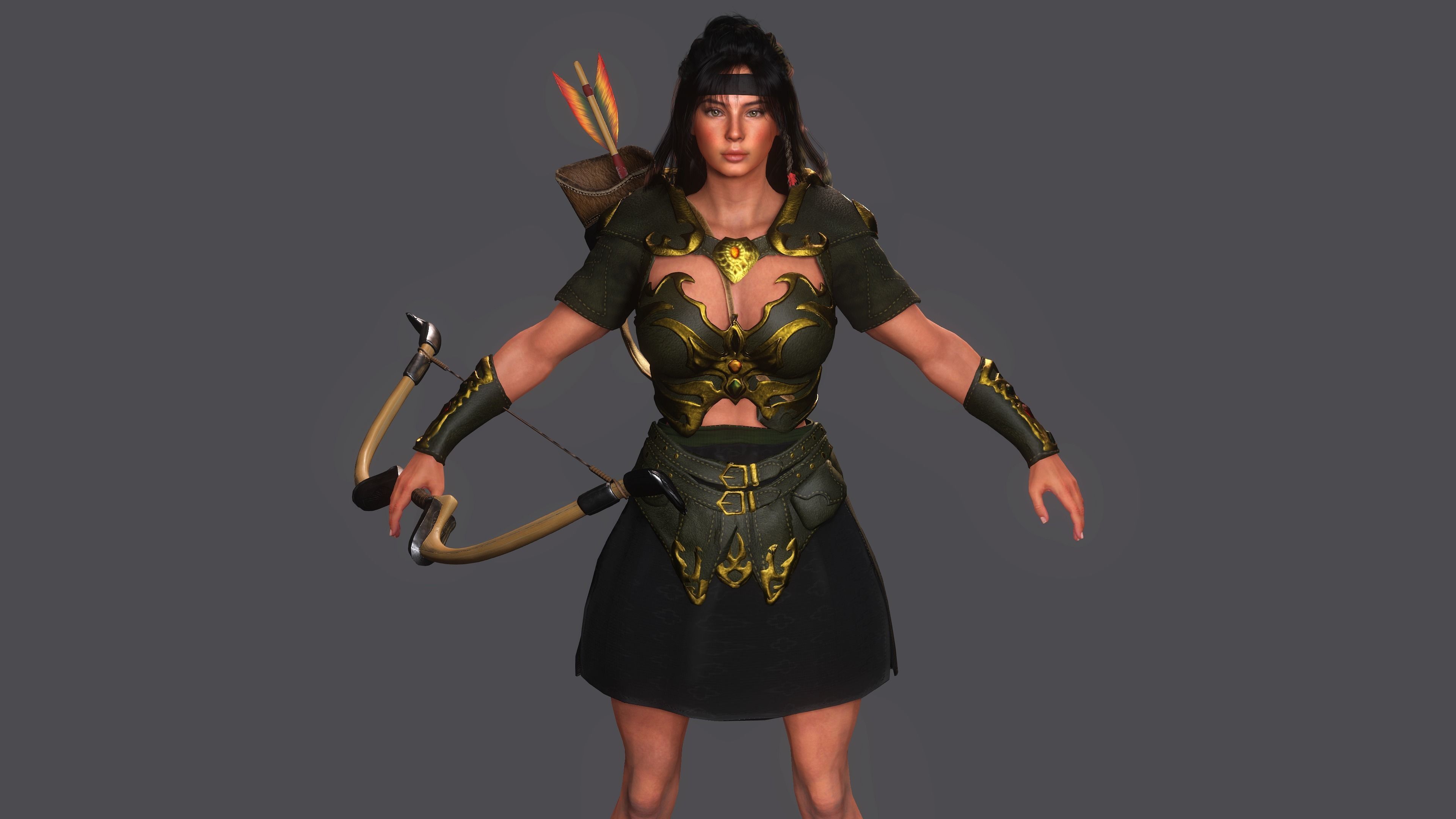 AAA 3D FANTASY FEMALE WARRIOR KNIGHT ELORA -REALISTIC CHARACTER Low-poly 3D model_3
