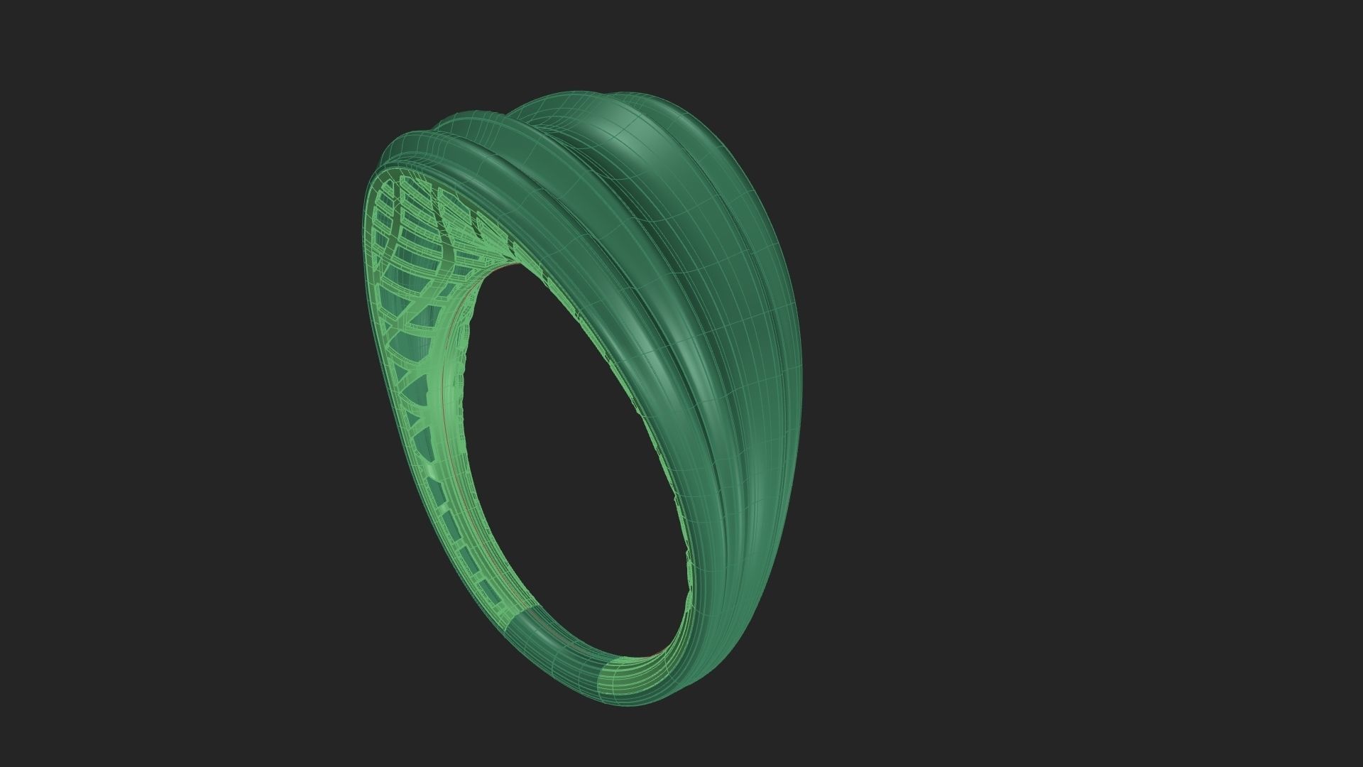 Wavy gold ring 3D print model_4