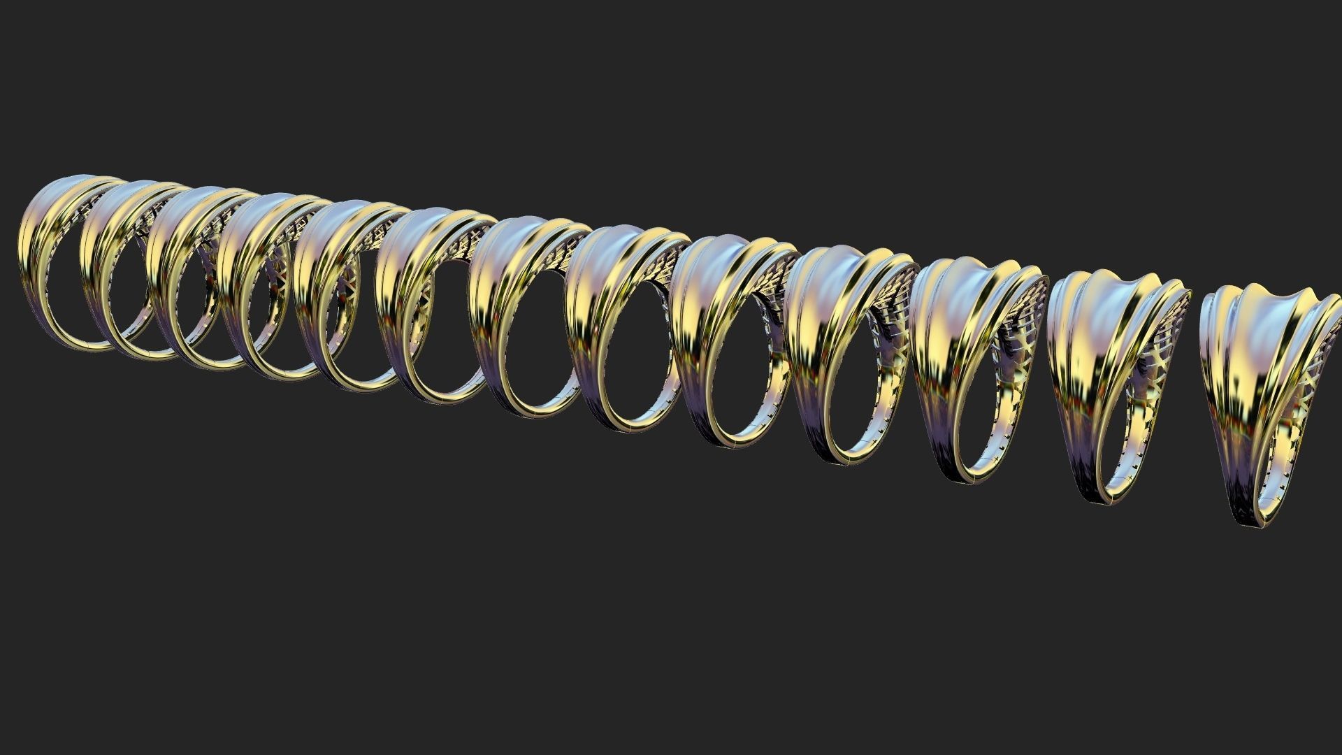 Wavy gold ring 3D print model_1