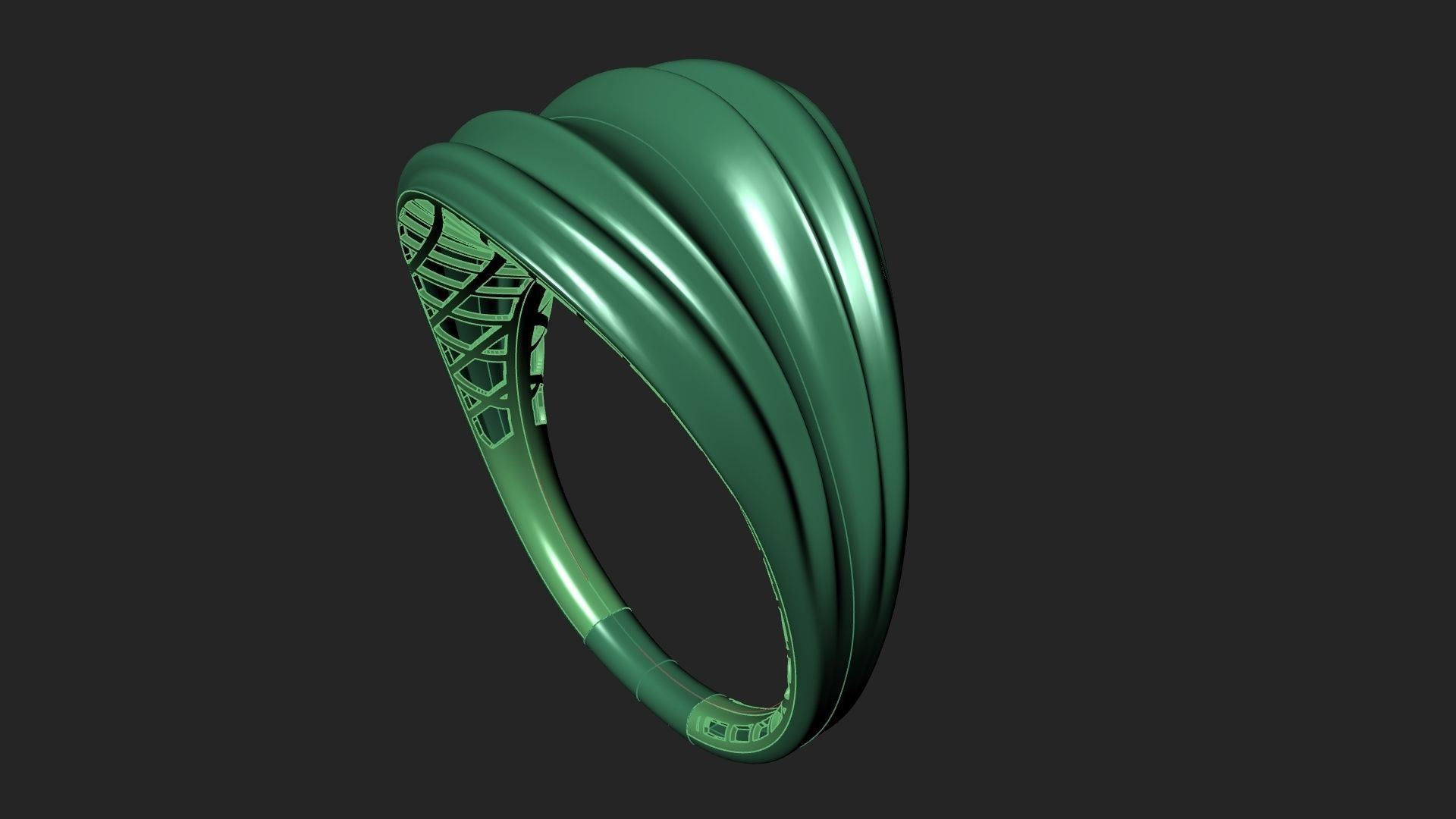 Wavy gold ring 3D print model_13