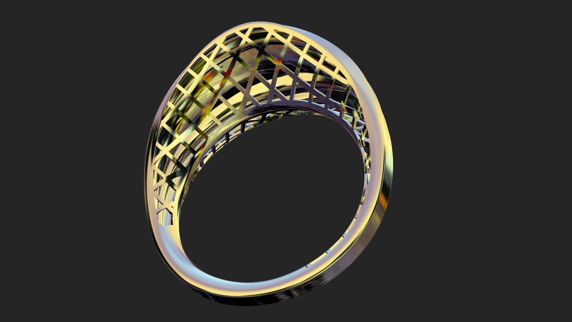 Wavy gold ring 3D print model_9