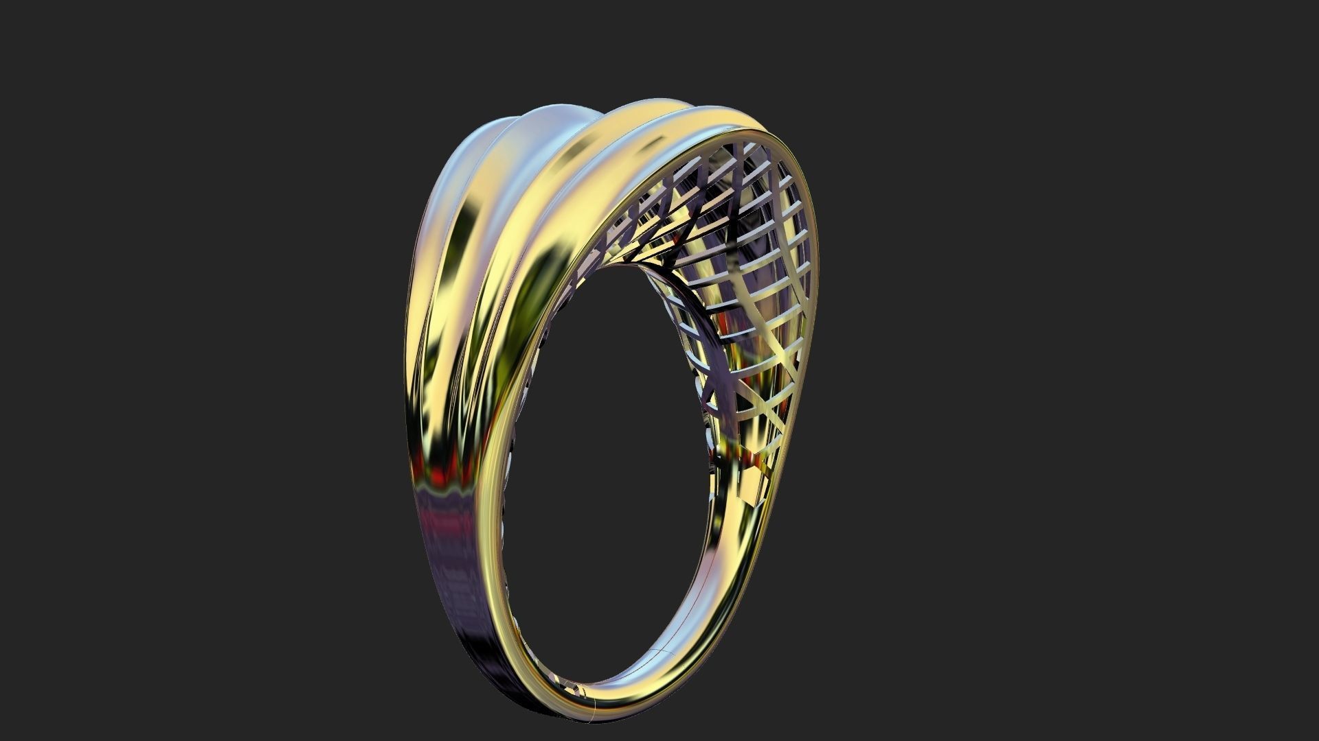 Wavy gold ring 3D print model_10