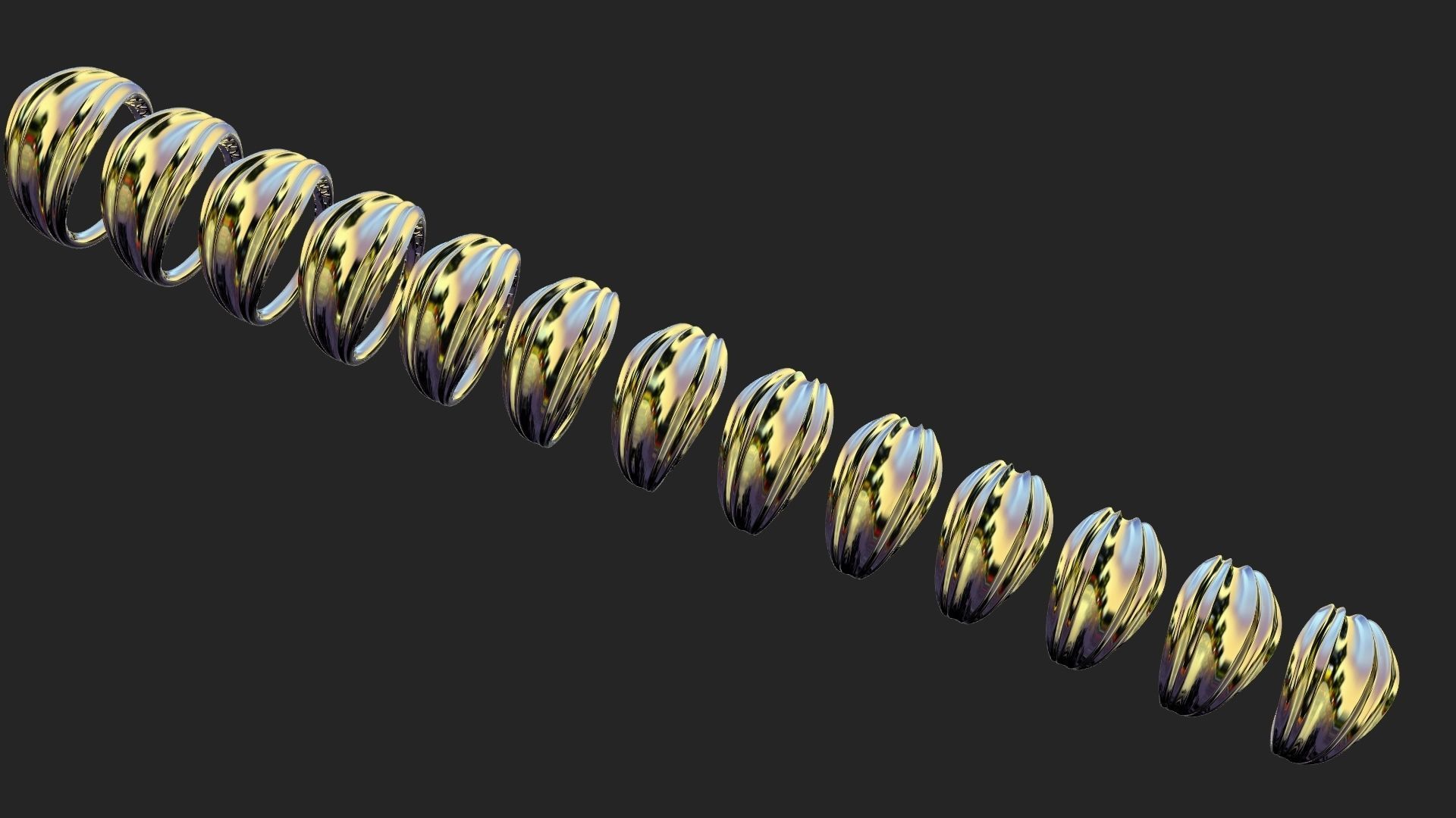 Wavy gold ring 3D print model_6