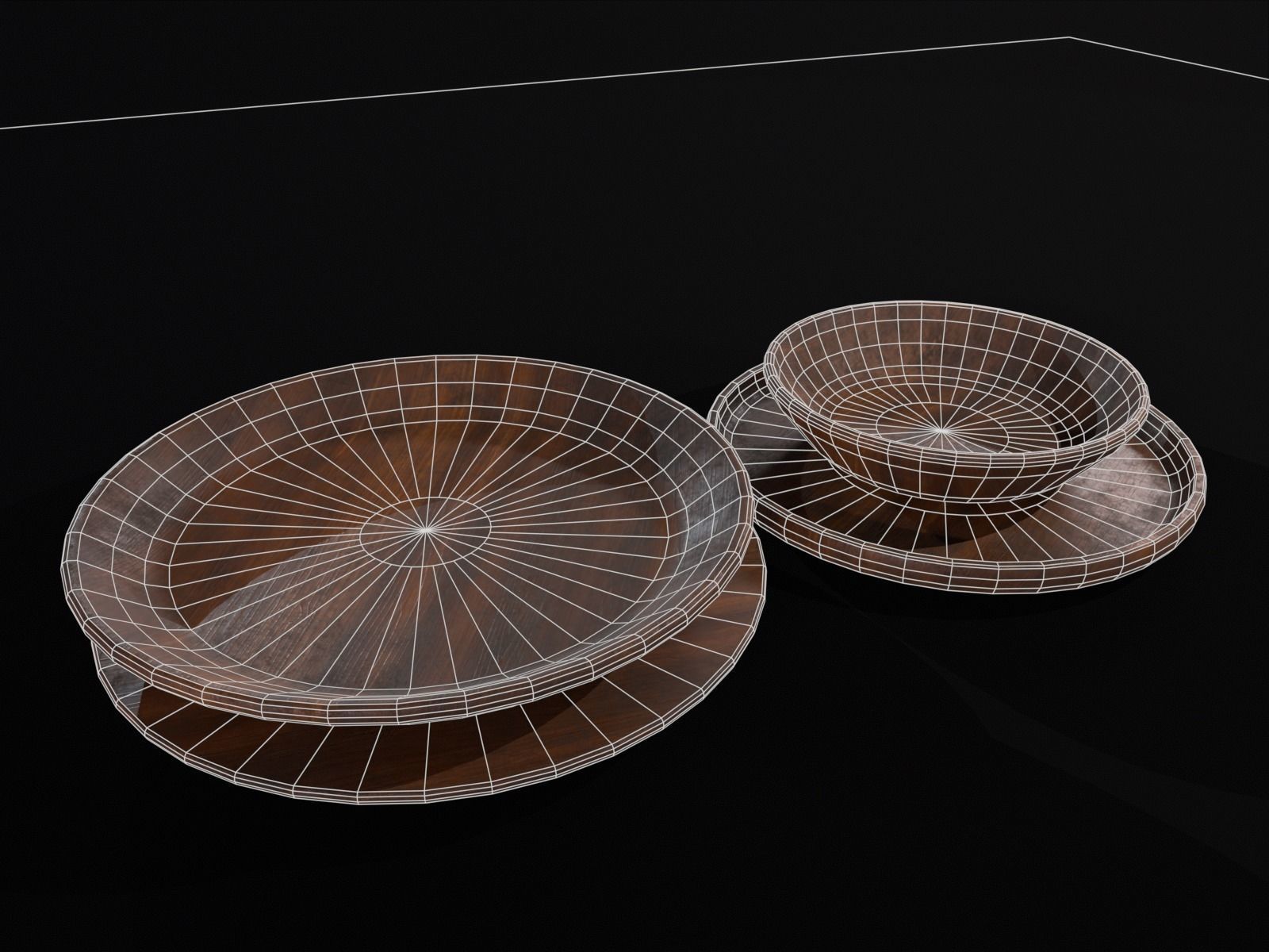 Medieval Wood Dishes Set Low-poly 3D model_23
