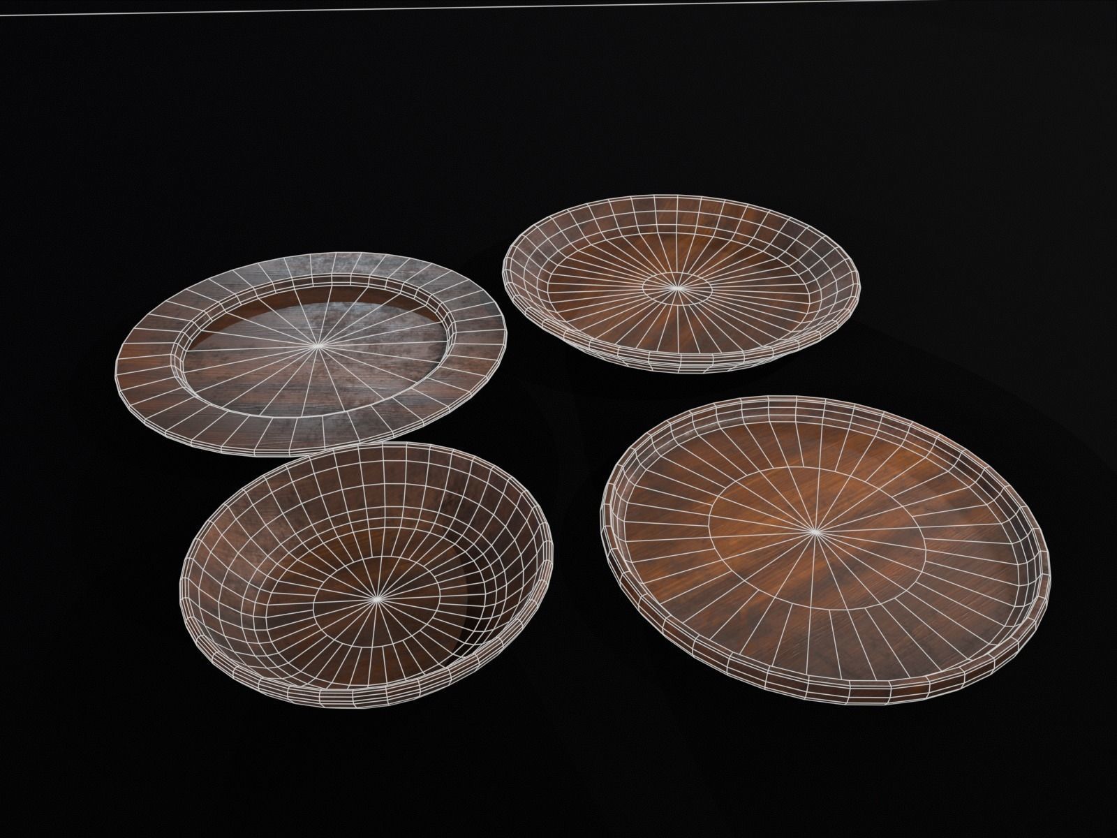 Medieval Wood Dishes Set Low-poly 3D model_11