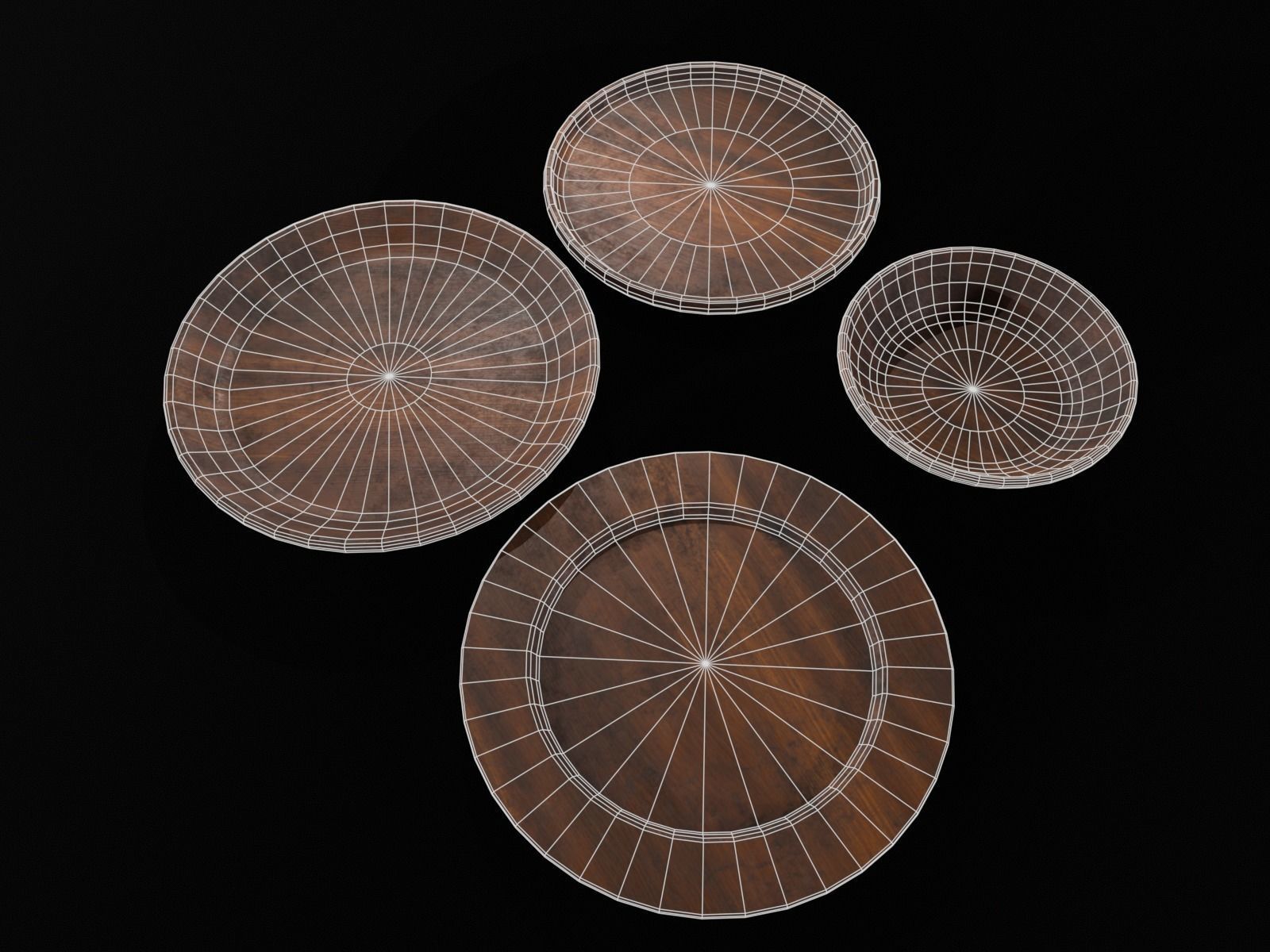 Medieval Wood Dishes Set Low-poly 3D model_21