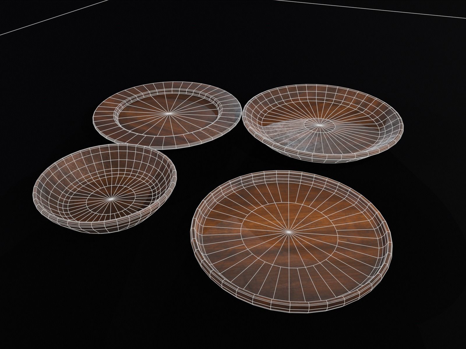 Medieval Wood Dishes Set Low-poly 3D model_13