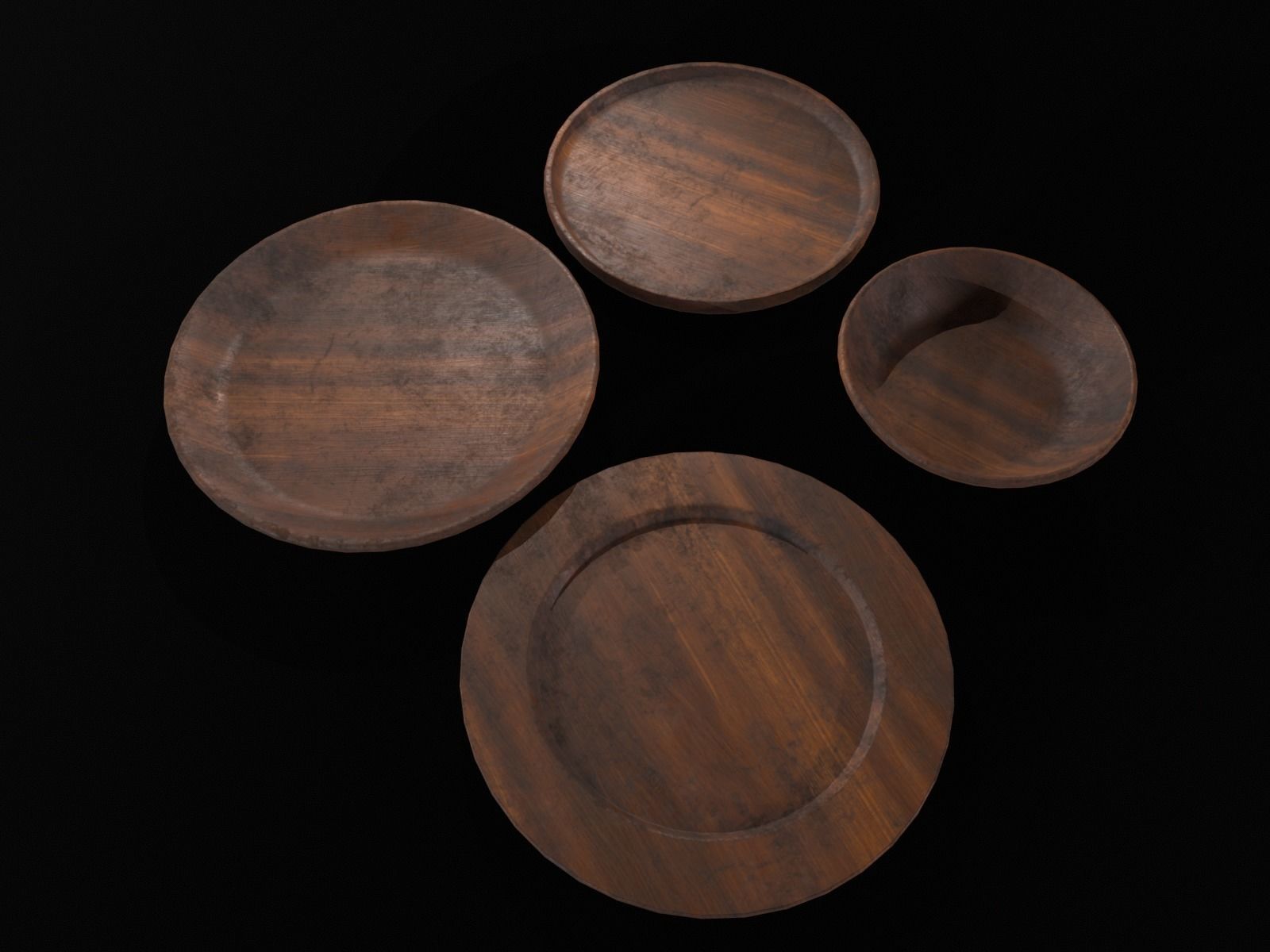 Medieval Wood Dishes Set Low-poly 3D model_20