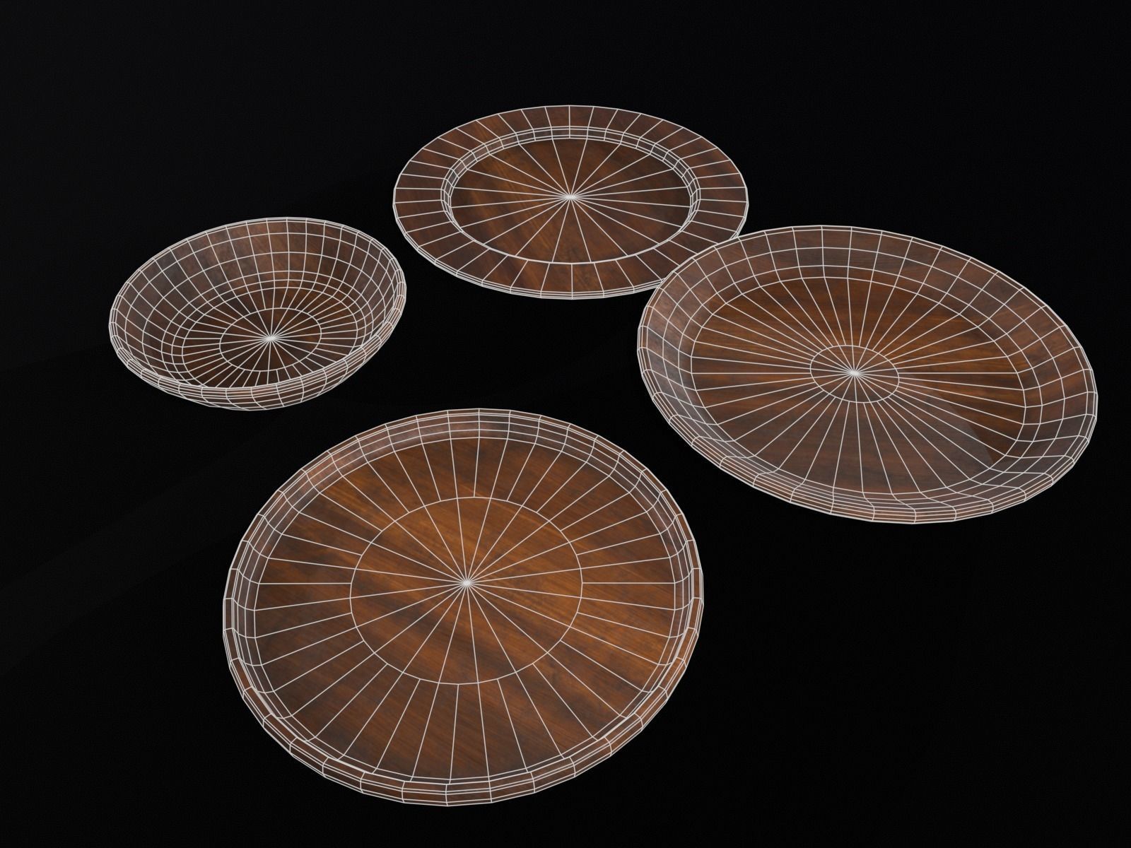 Medieval Wood Dishes Set Low-poly 3D model_17