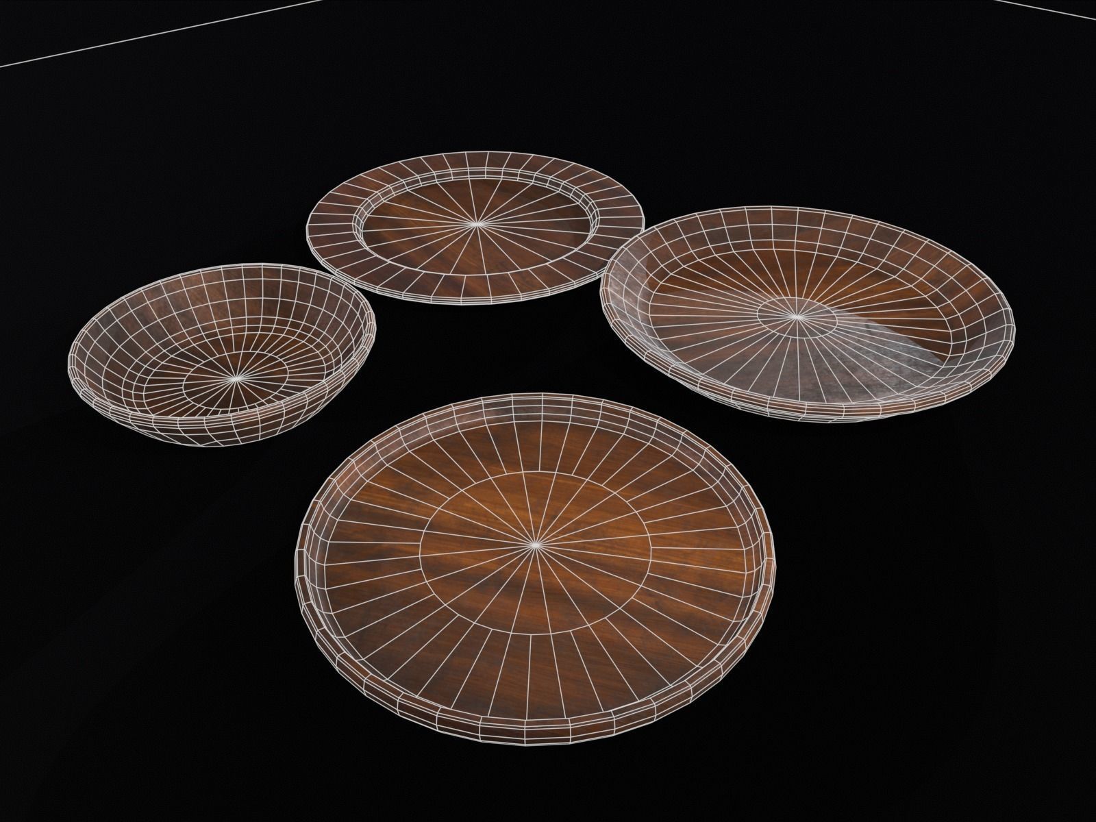 Medieval Wood Dishes Set Low-poly 3D model_15