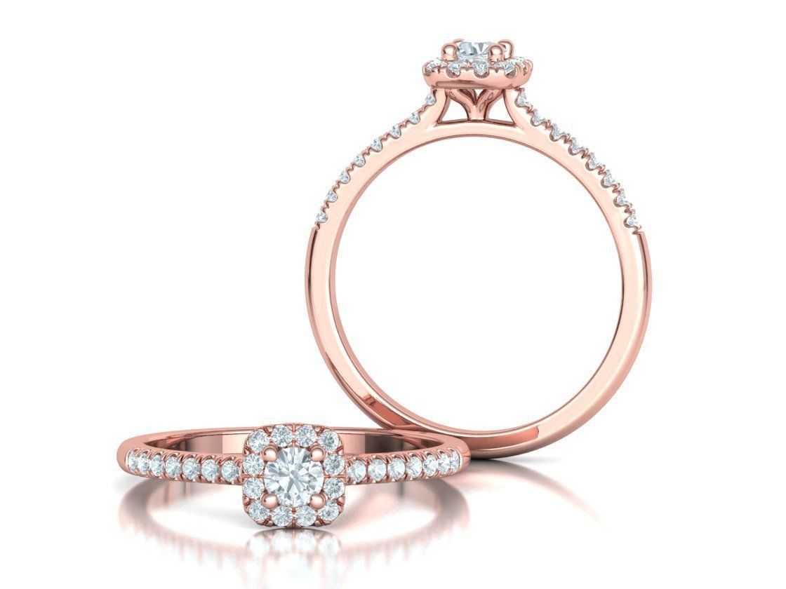 Cushion Halo Engagement Promise Ring 3Dprint model  3D print model_3