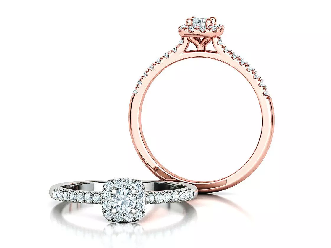 Cushion Halo Engagement Promise Ring 3Dprint model  3D print model_0