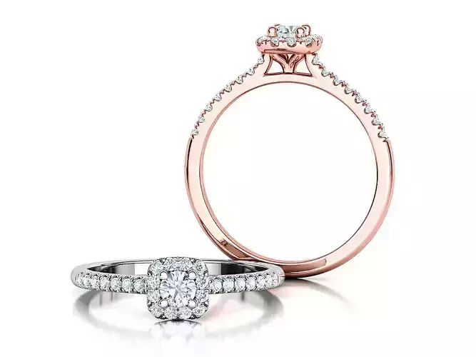 Cushion Halo Engagement Promise Ring 3Dprint model  3D print model