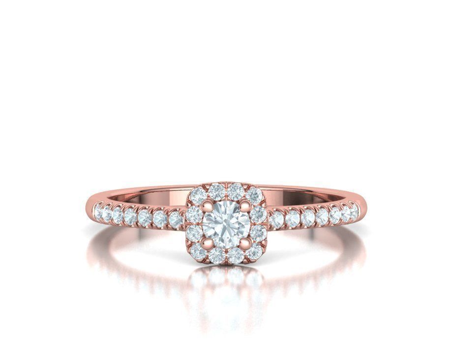 Cushion Halo Engagement Promise Ring 3Dprint model  3D print model_12