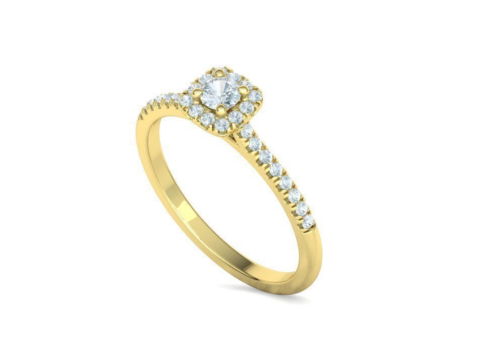 Cushion Halo Engagement Promise Ring 3Dprint model  3D print model_31