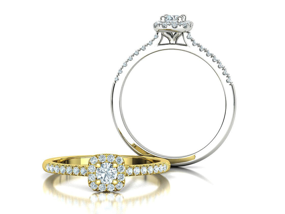 Cushion Halo Engagement Promise Ring 3Dprint model  3D print model_1