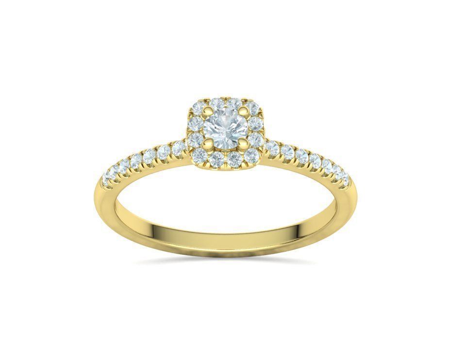 Cushion Halo Engagement Promise Ring 3Dprint model  3D print model_16