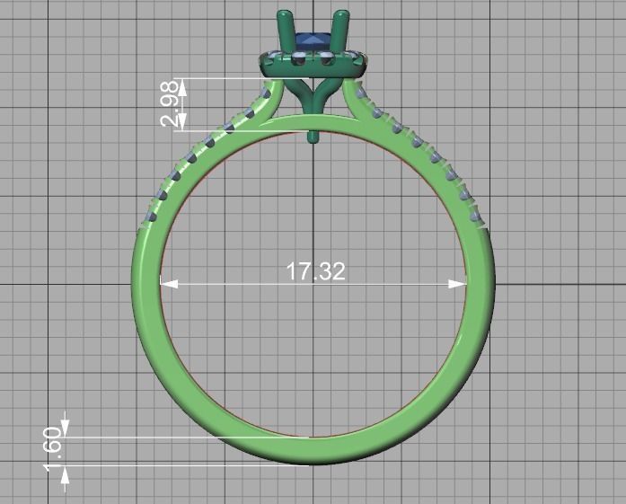 Cushion Halo Engagement Promise Ring 3Dprint model  3D print model_8